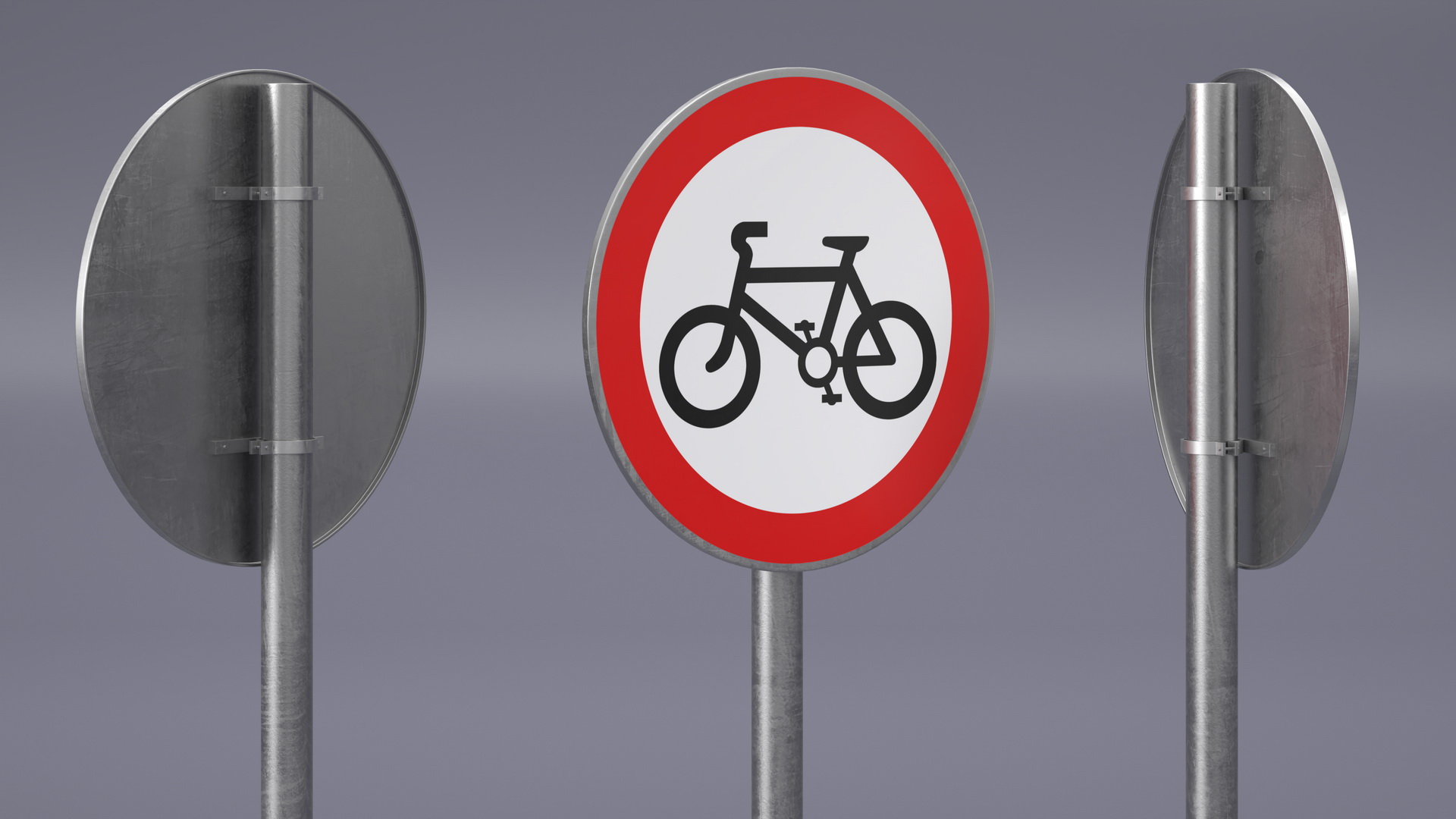 3D model Road Sign No Cycling