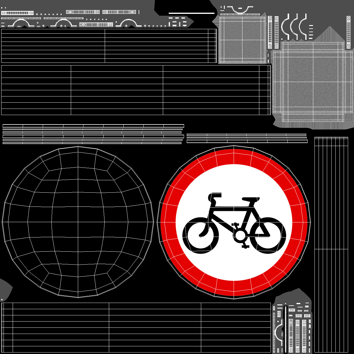 3D model Road Sign No Cycling