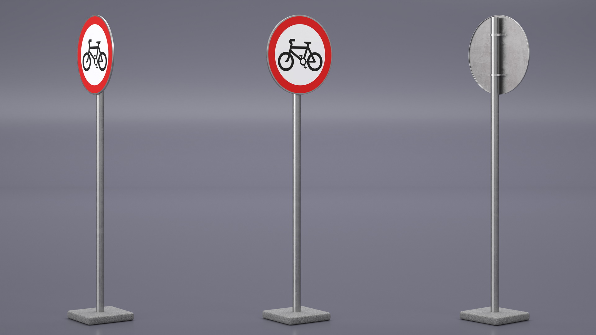 3D model Road Sign No Cycling