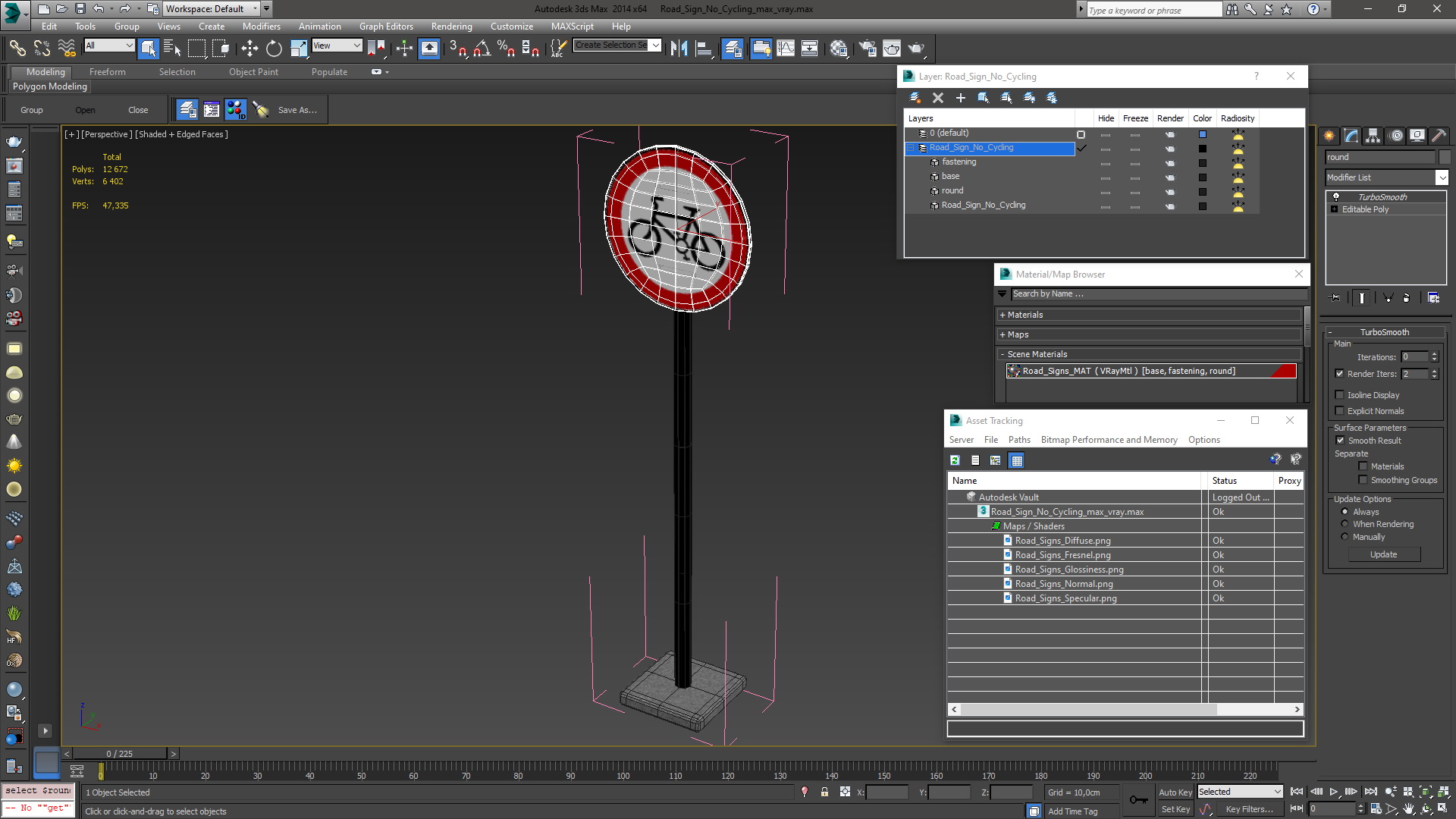 3D model Road Sign No Cycling