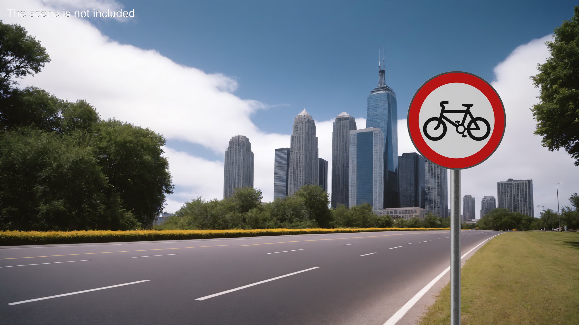 3D model Road Sign No Cycling