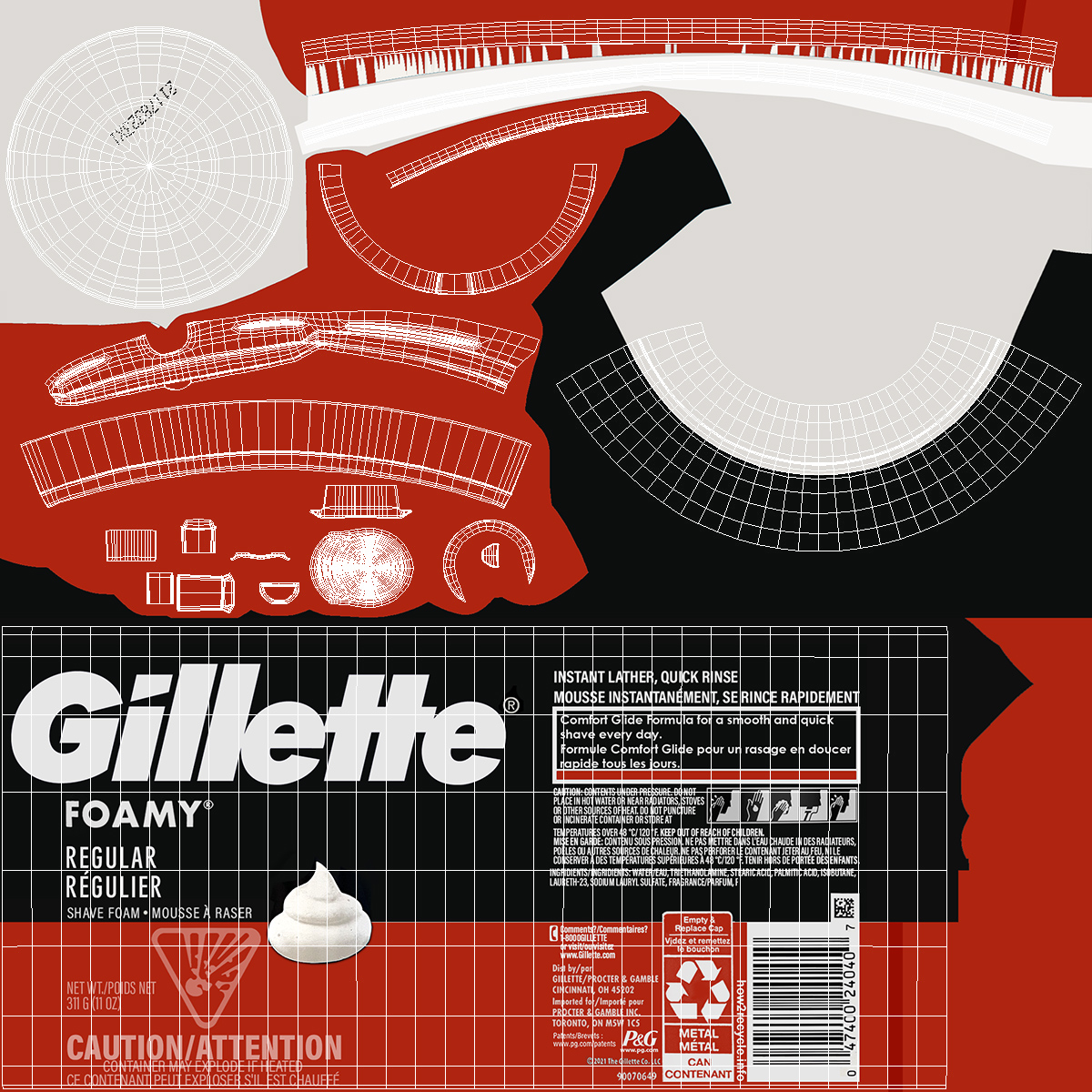 3D Gillette Foamy Shaving Cream Can 300ml model