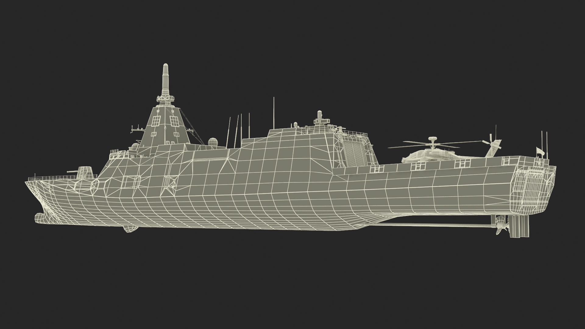 3D Japanese Mogami Class Frigate FFM-2 with Helicopter