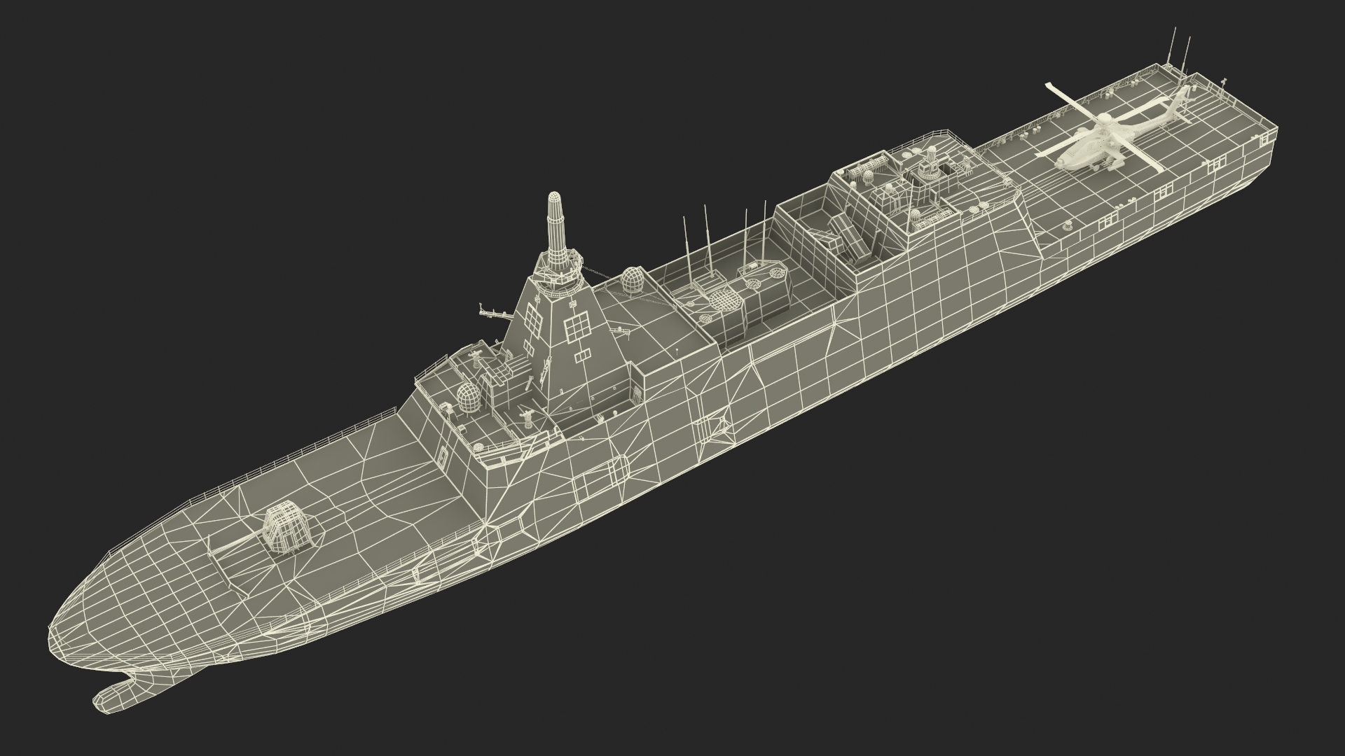 3D Japanese Mogami Class Frigate FFM-2 with Helicopter