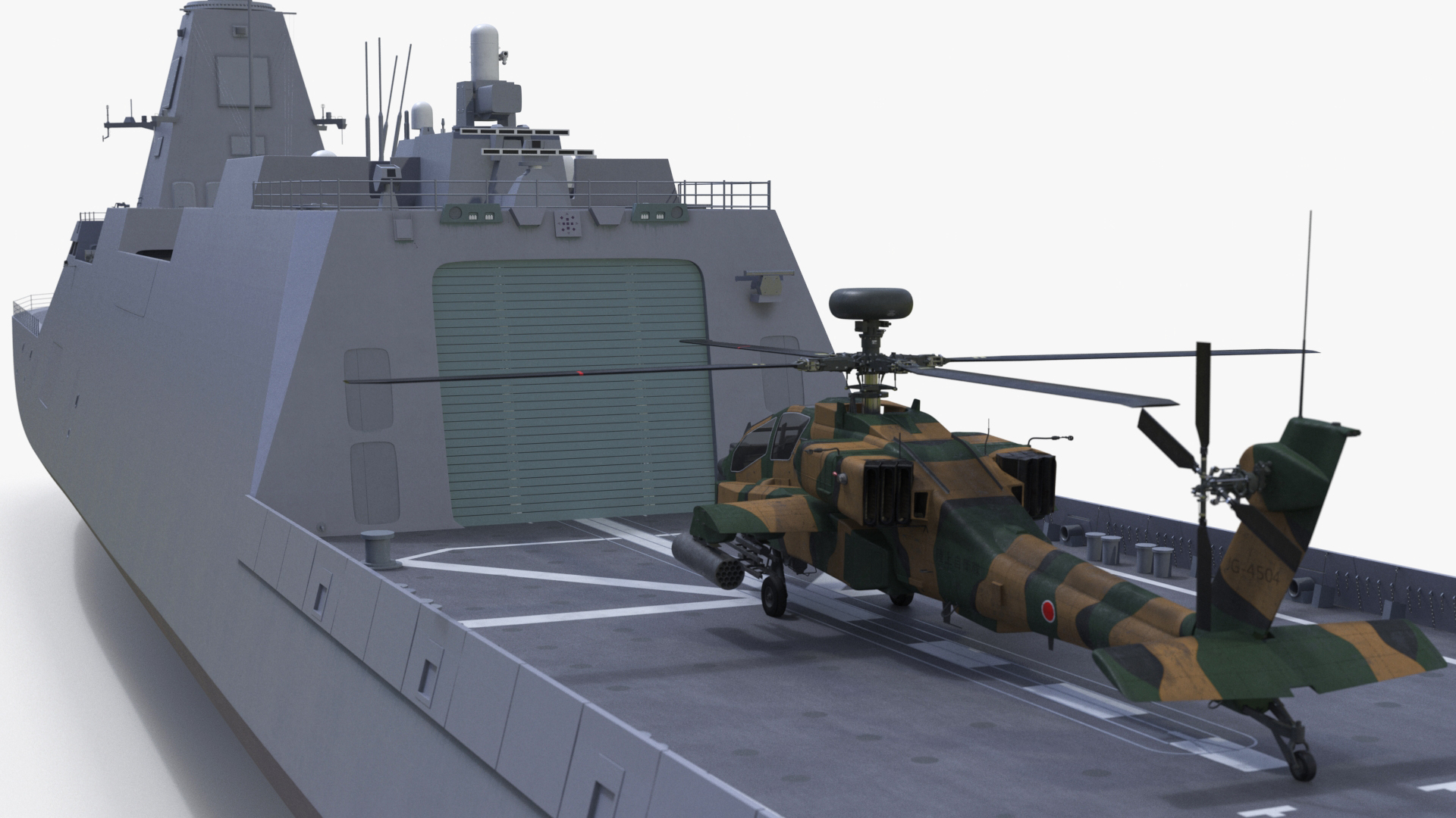 3D Japanese Mogami Class Frigate FFM-2 with Helicopter