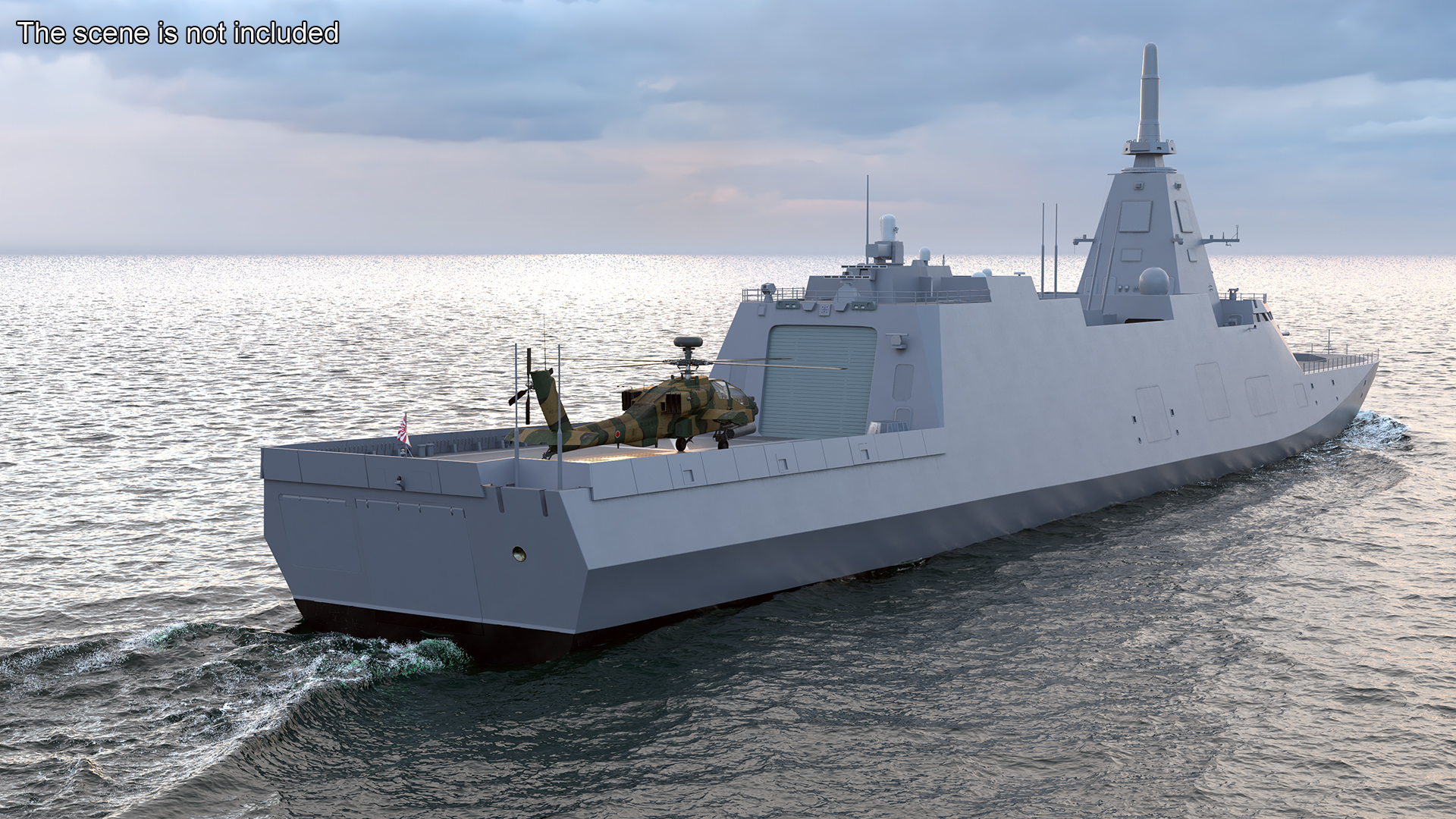 3D Japanese Mogami Class Frigate FFM-2 with Helicopter