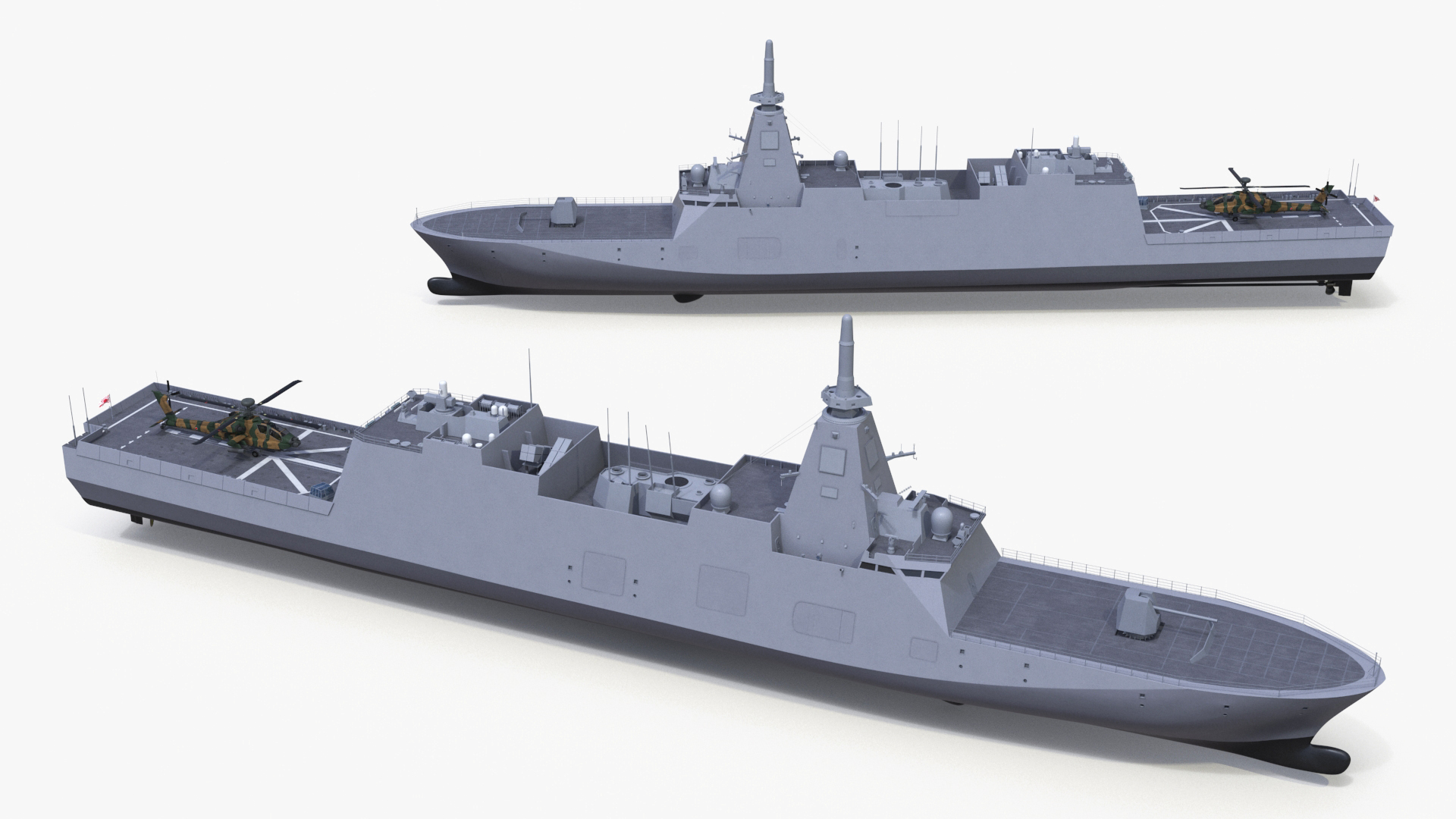 3D Japanese Mogami Class Frigate FFM-2 with Helicopter