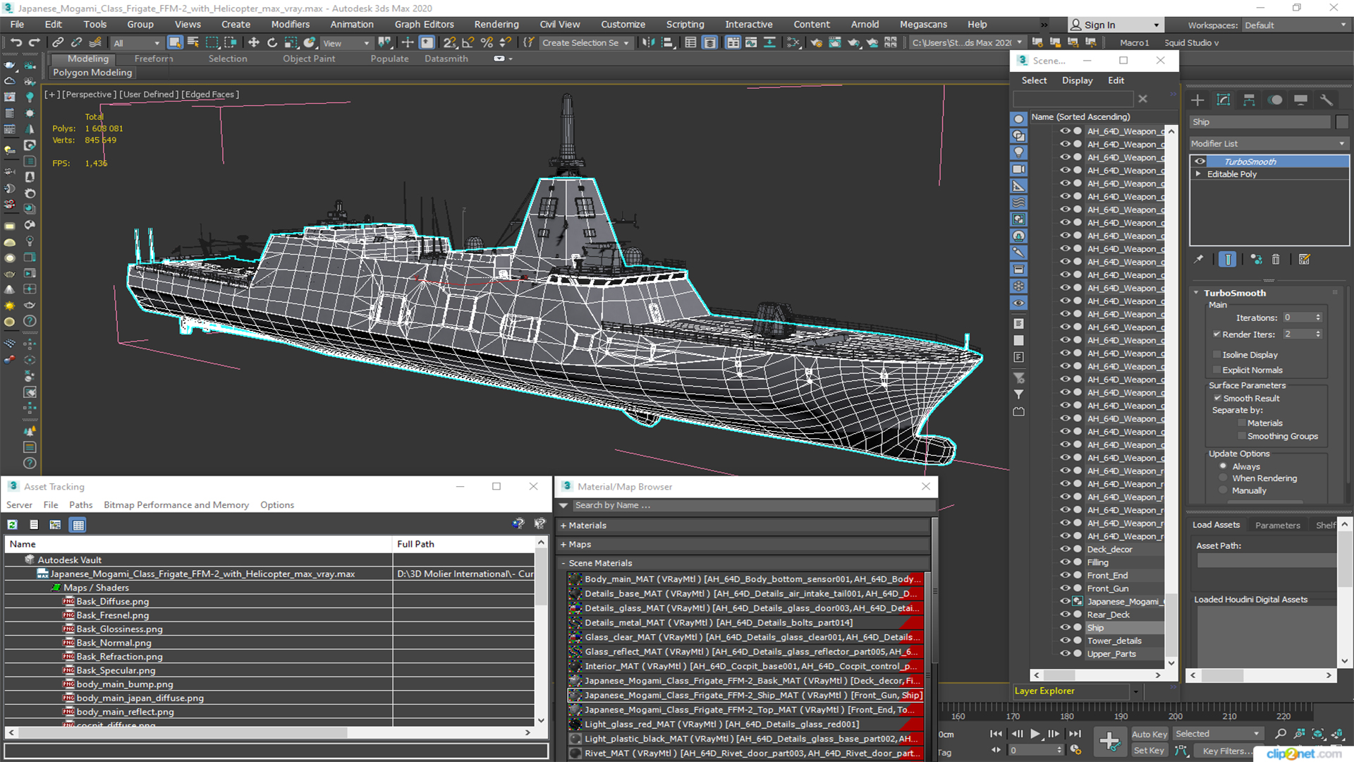 3D Japanese Mogami Class Frigate FFM-2 with Helicopter