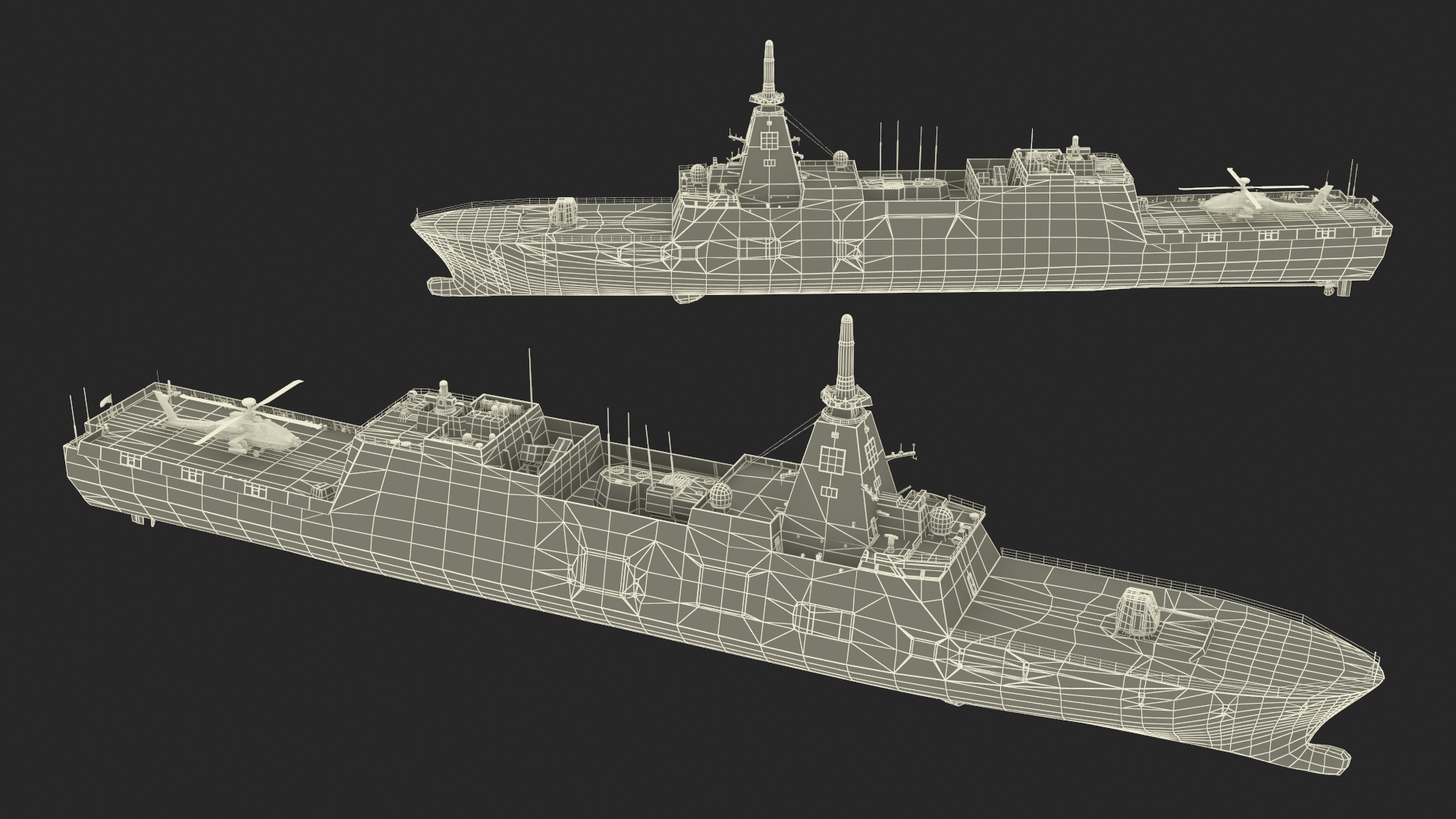 3D Japanese Mogami Class Frigate FFM-2 with Helicopter