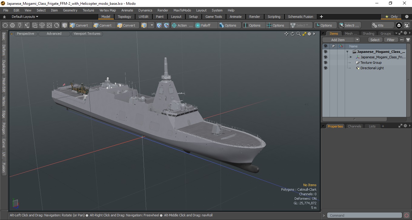 3D Japanese Mogami Class Frigate FFM-2 with Helicopter