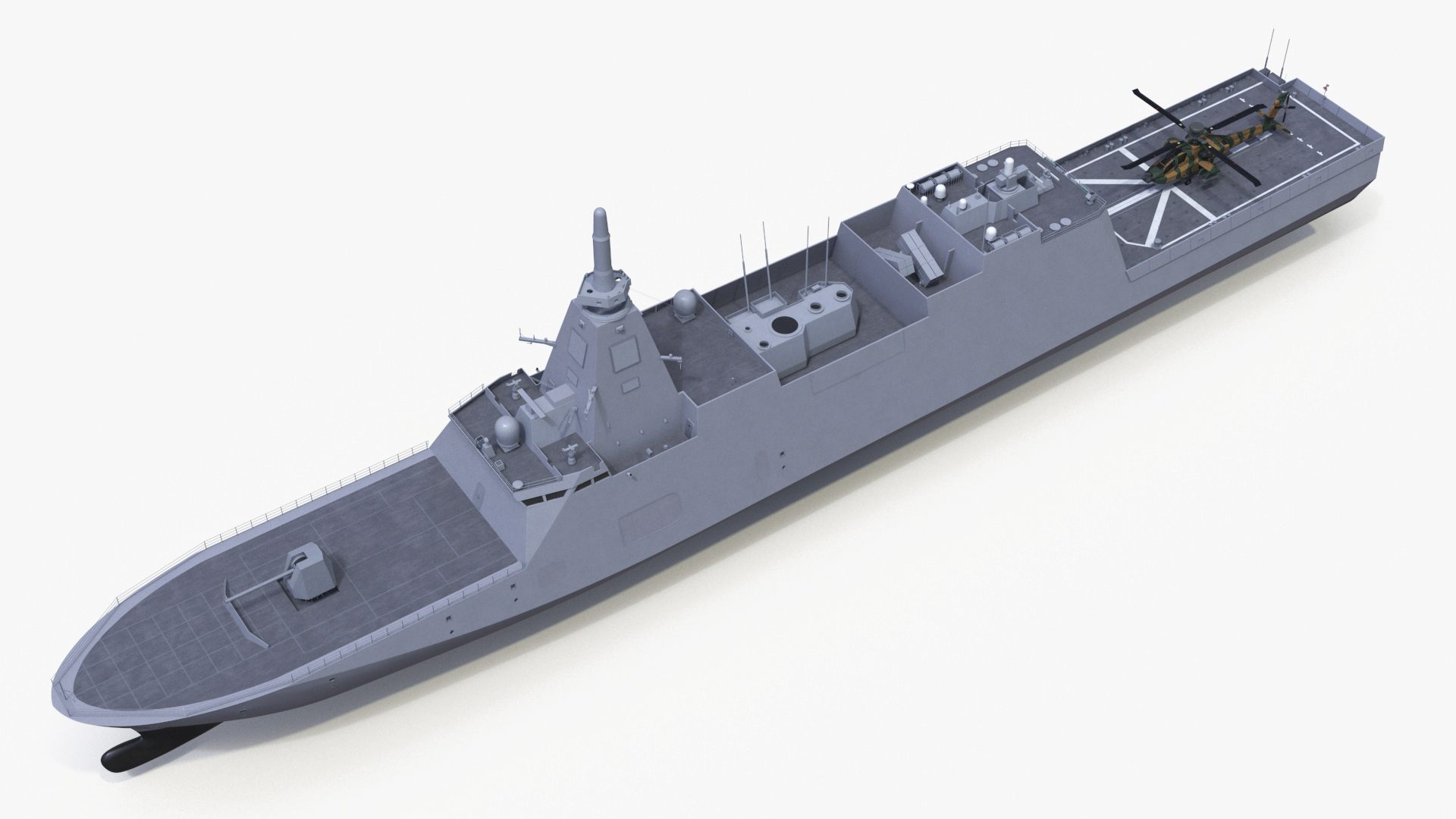 3D Japanese Mogami Class Frigate FFM-2 with Helicopter