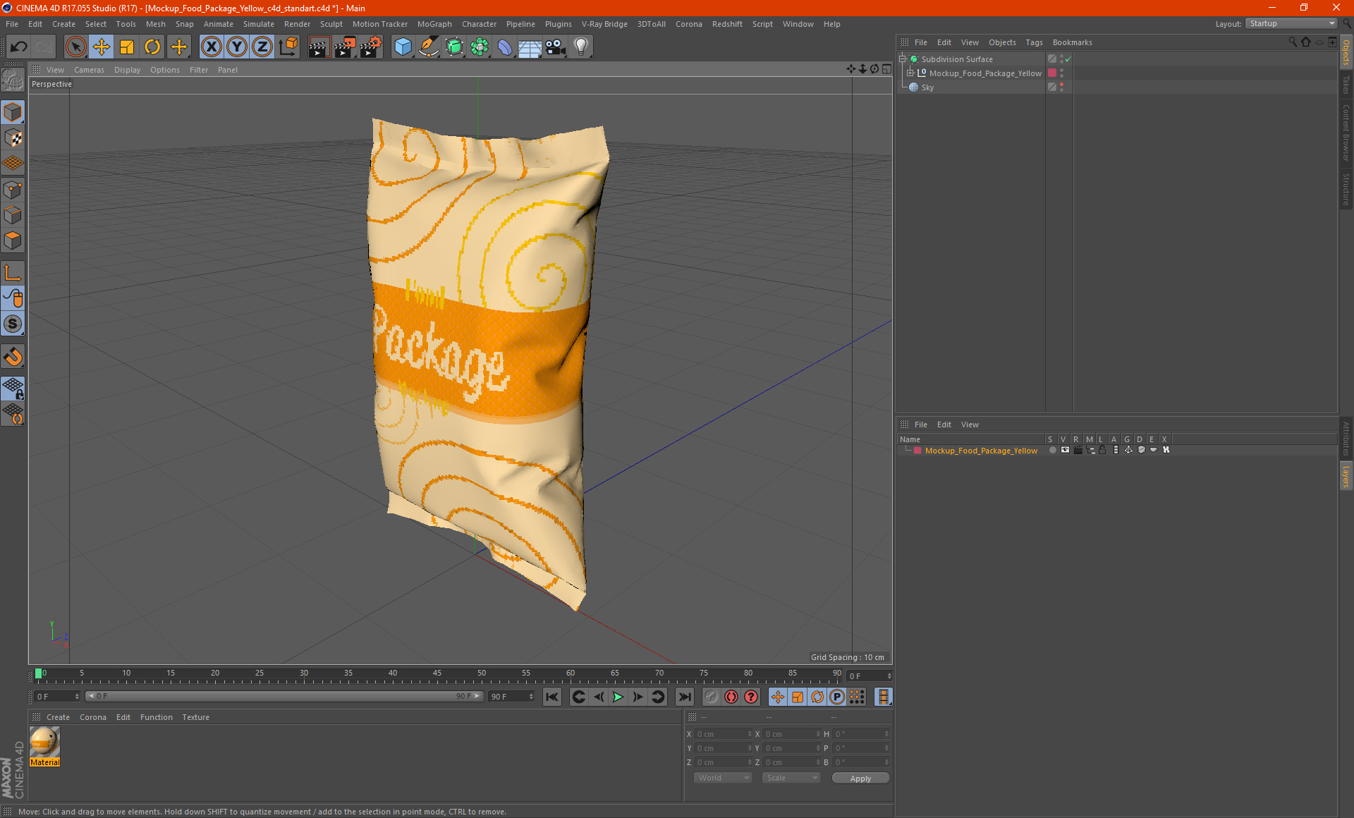 3D Mockup Food Package Yellow