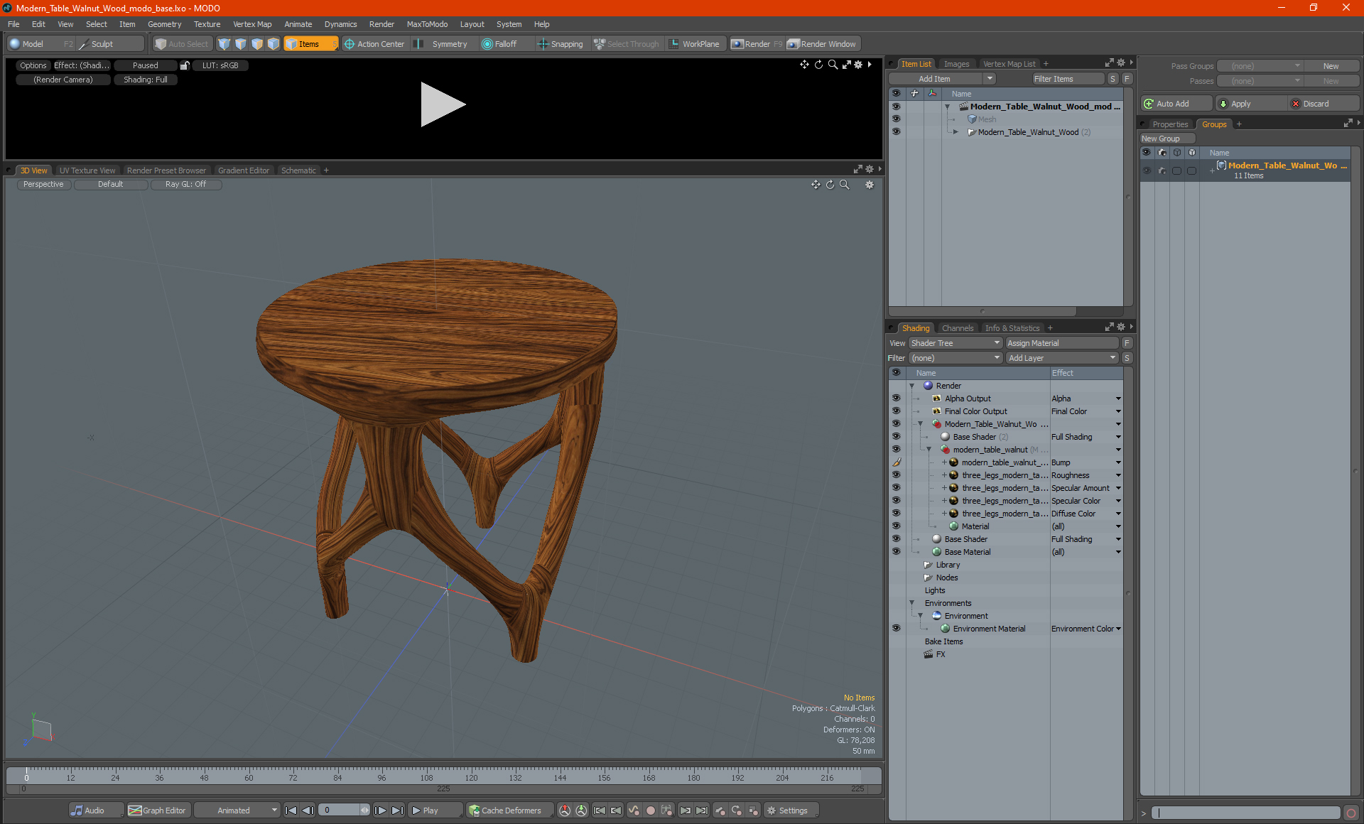 Modern Table Walnut Wood 3D model