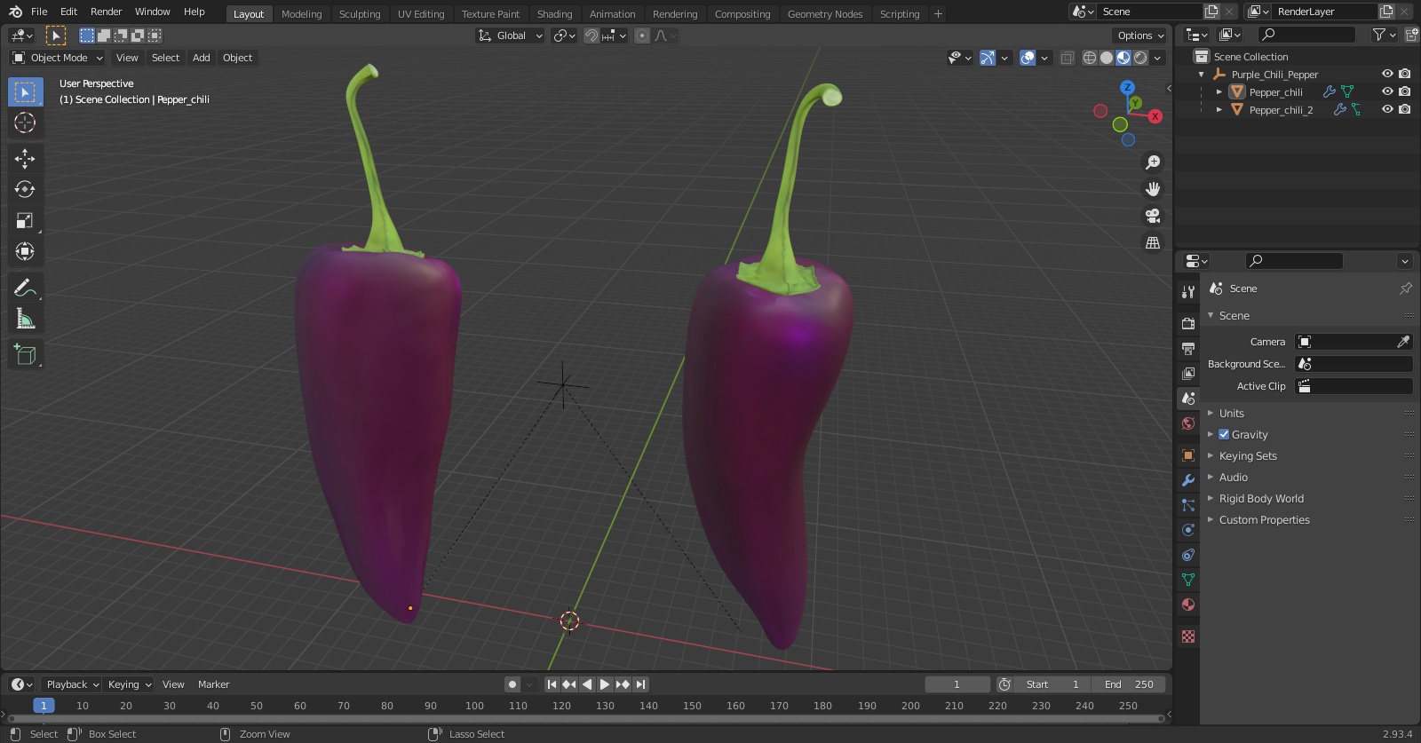 Purple Chili Pepper 3D model