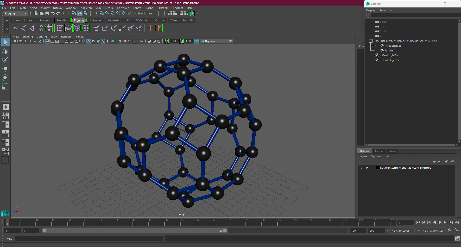 Buckminsterfullerene Molecule Structure 3D model