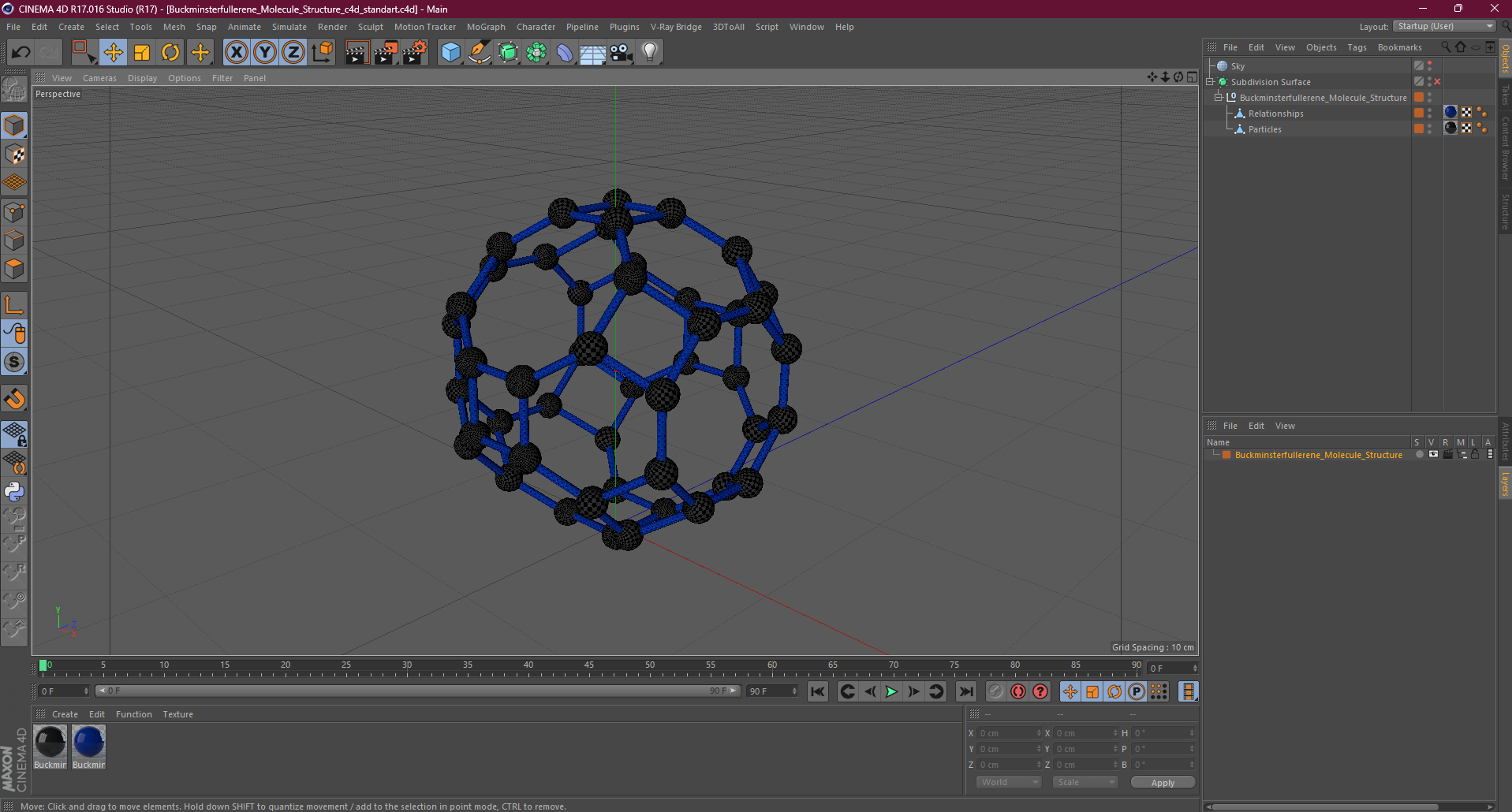 Buckminsterfullerene Molecule Structure 3D model