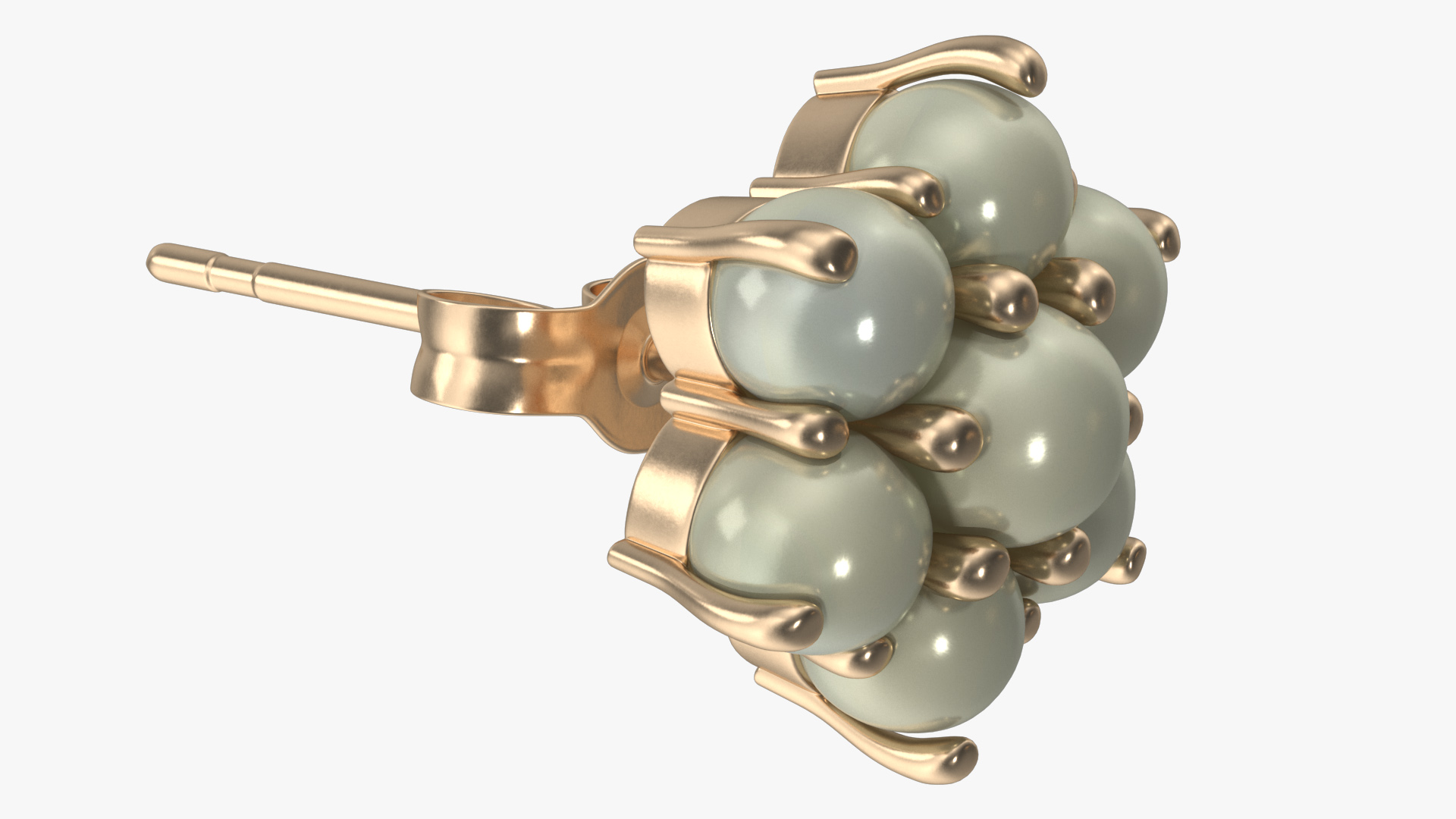 Gold Earring with Pearls 3D model
