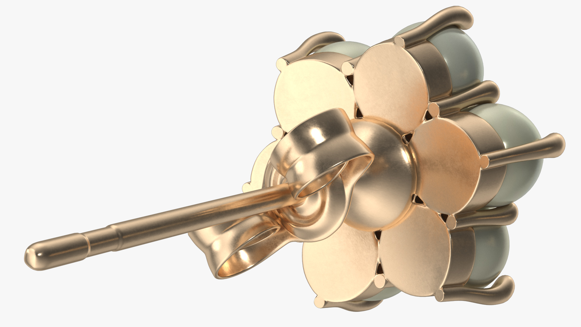 Gold Earring with Pearls 3D model