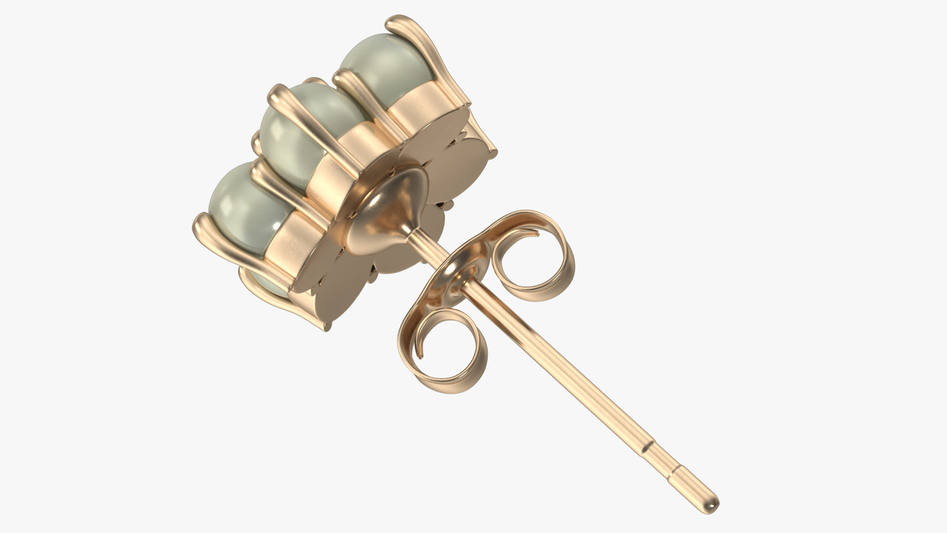 Gold Earring with Pearls 3D model