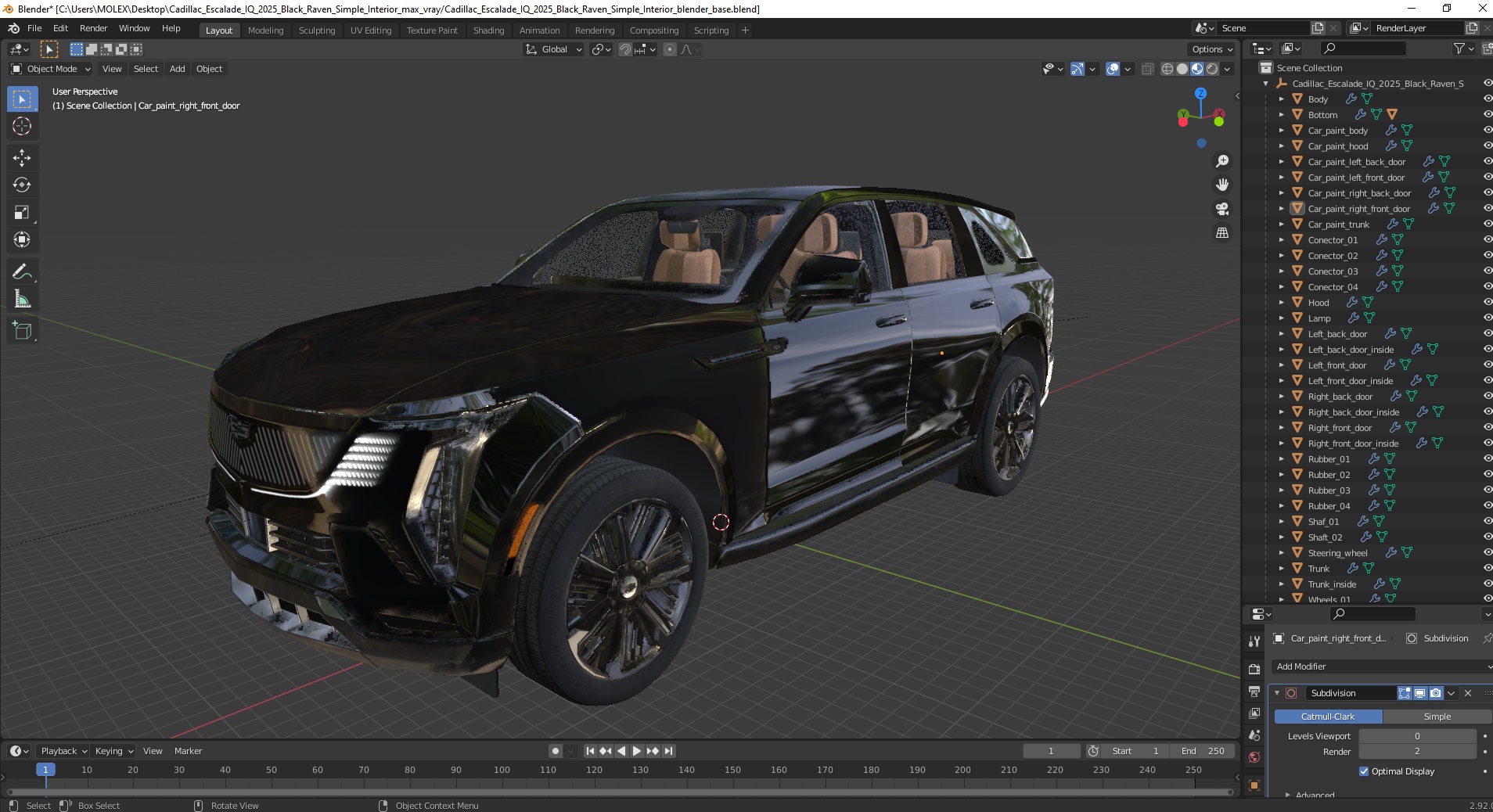 3D Cadillac Escalade IQ 2025 Black Raven Simple Interior model