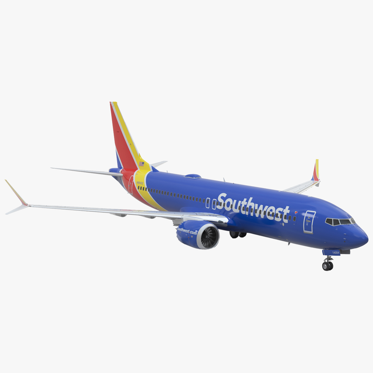 3D Southwest Airlines Boeing 737 Max 8 Rigged for Maya