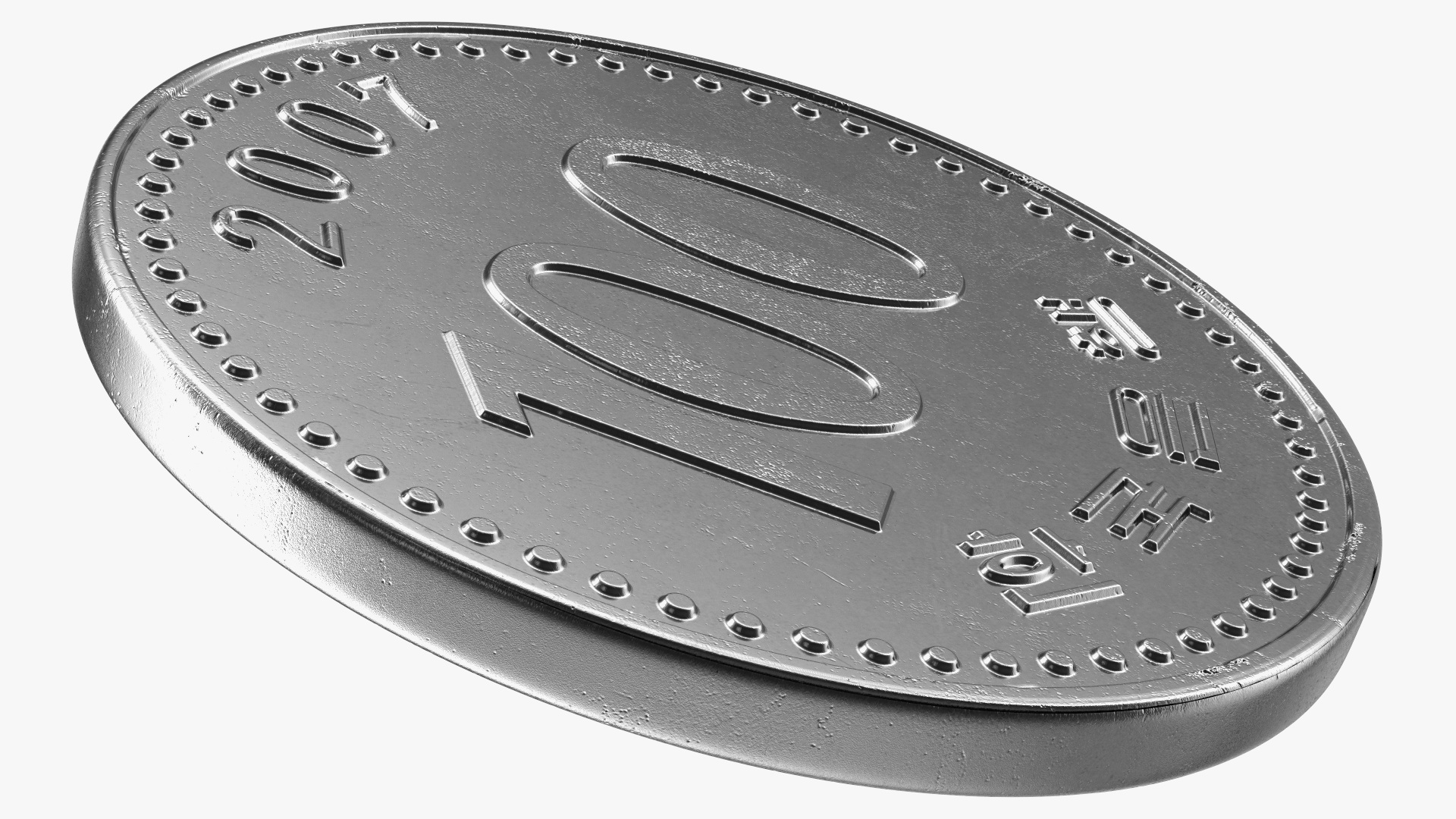 South Korea 100 Won 2007 Coin 3D model