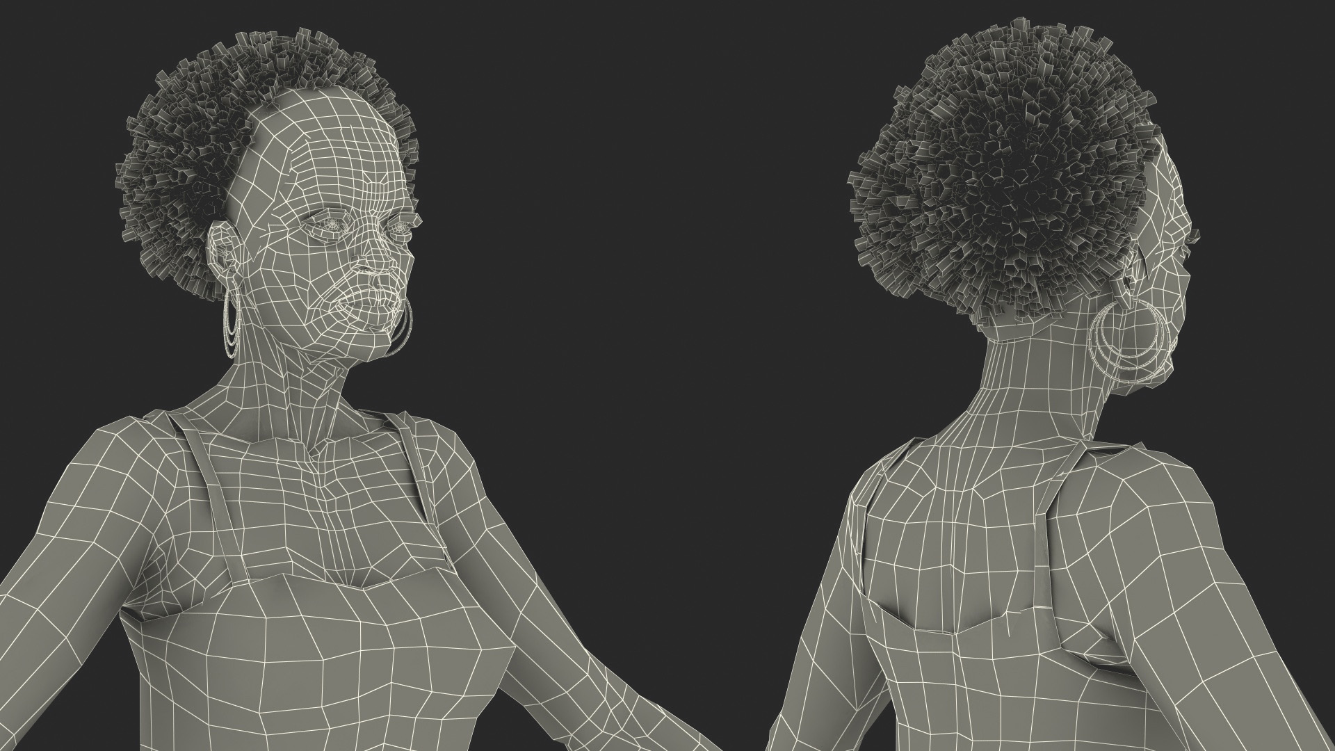 Black Elderly Woman in Pajamas A-Pose 3D
