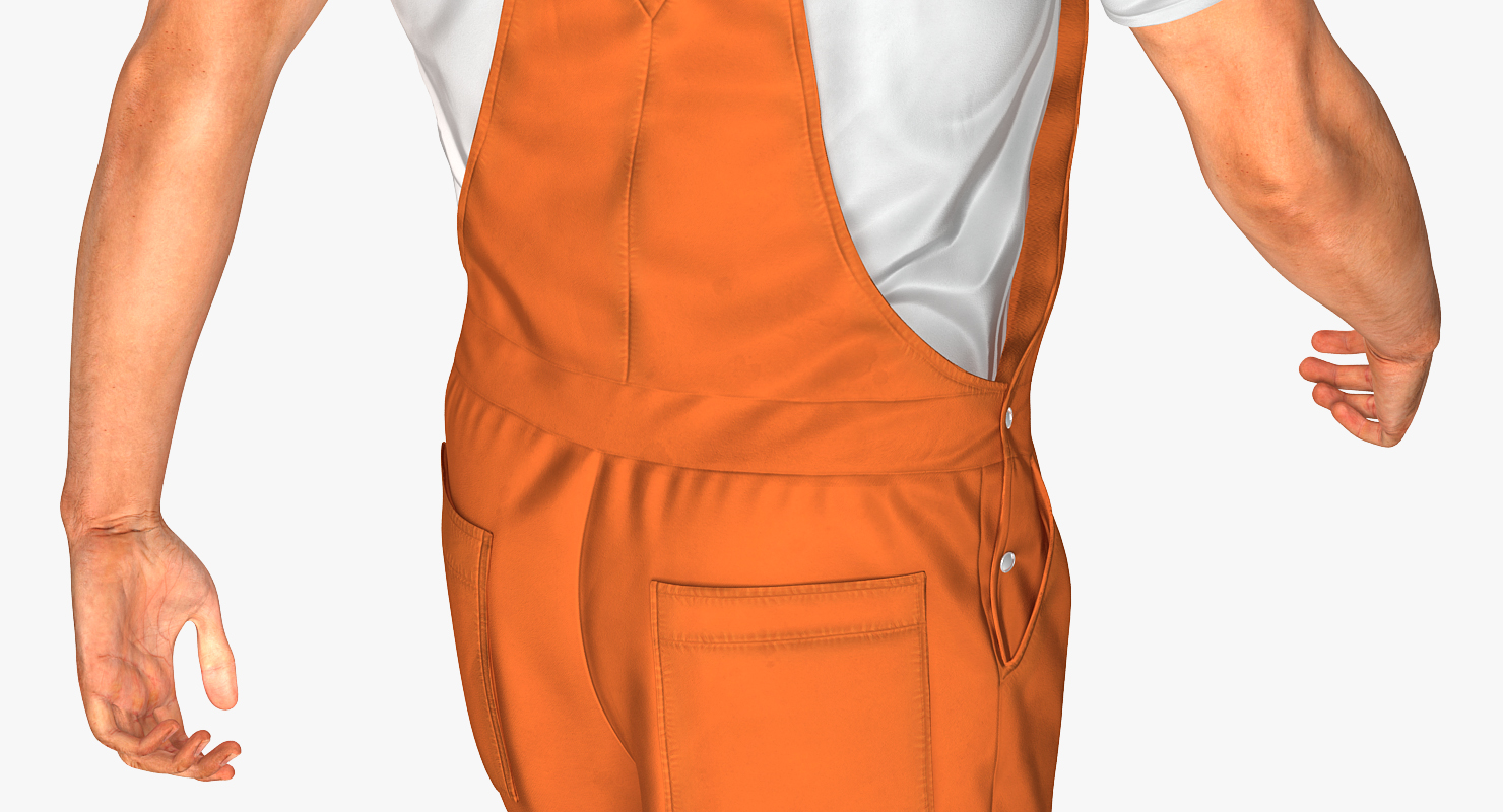 Worker Orange Uniform Walking Pose 3D model