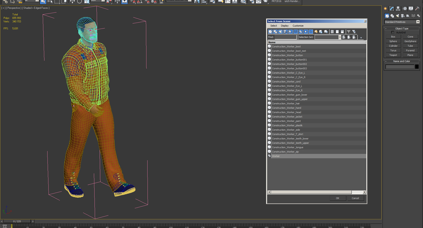 Worker Orange Uniform Walking Pose 3D model