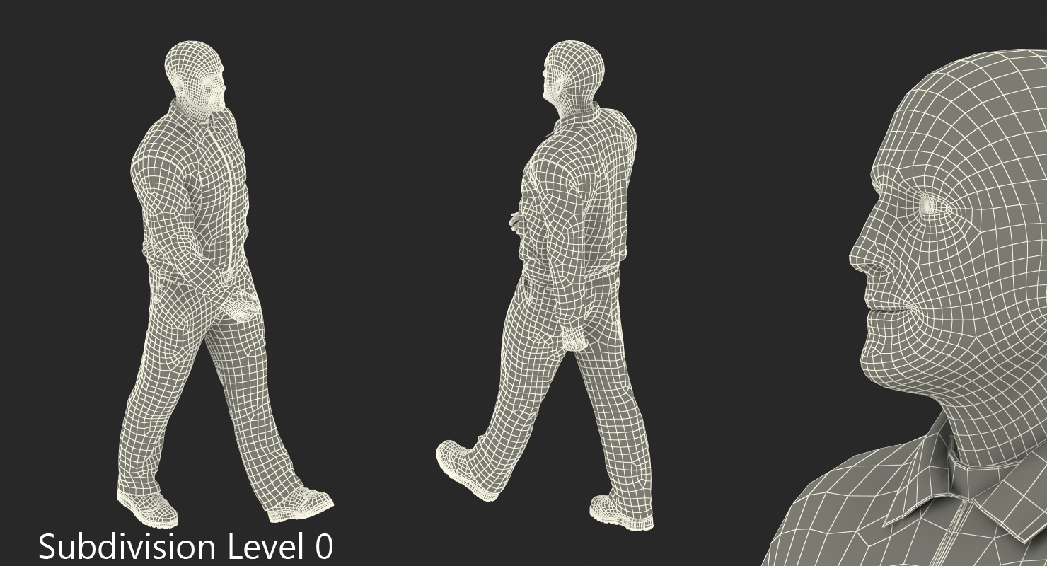 Worker Orange Uniform Walking Pose 3D model