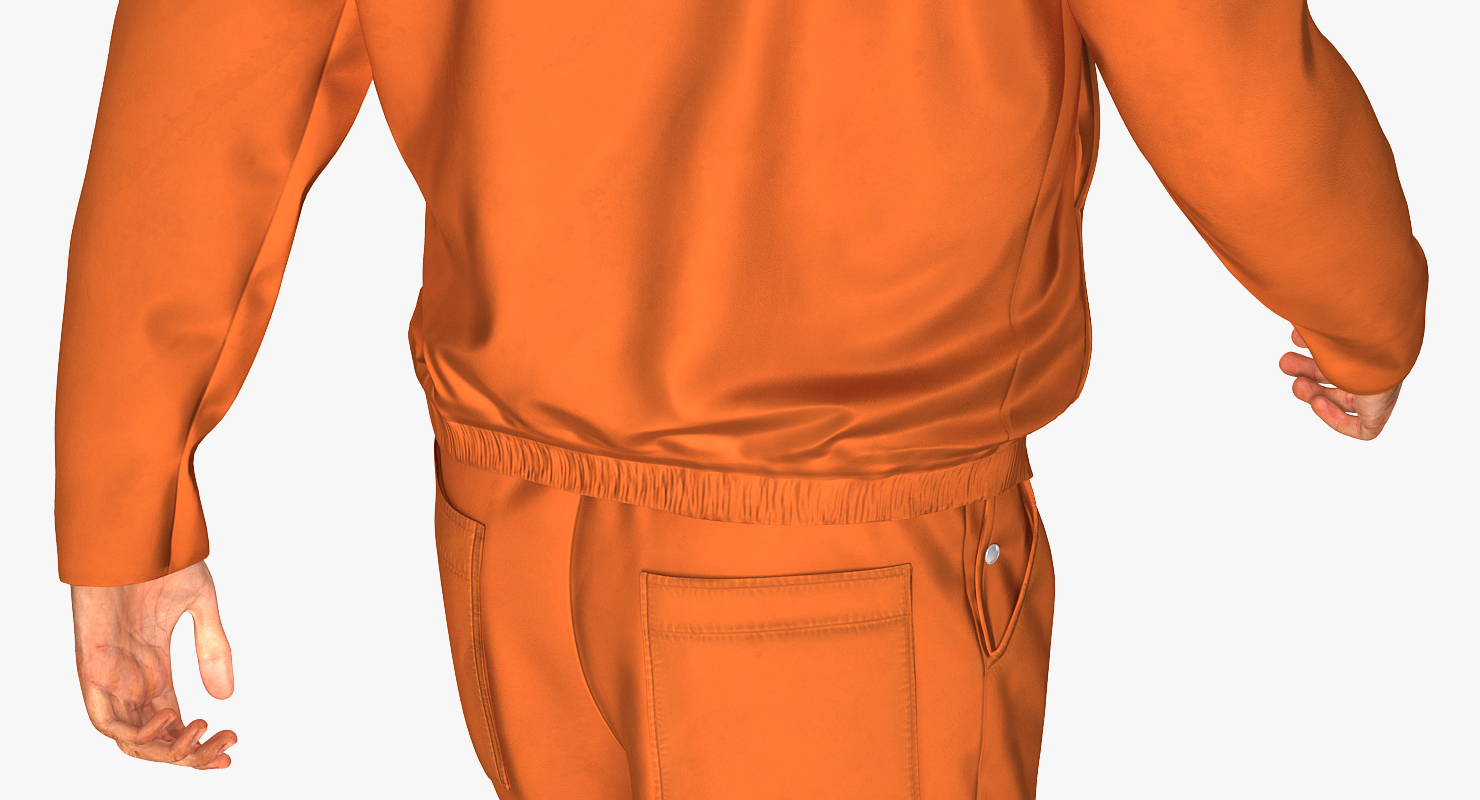 Worker Orange Uniform Walking Pose 3D model