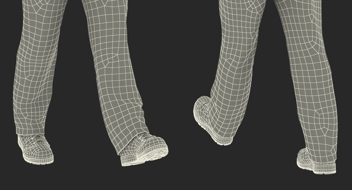 Worker Orange Uniform Walking Pose 3D model