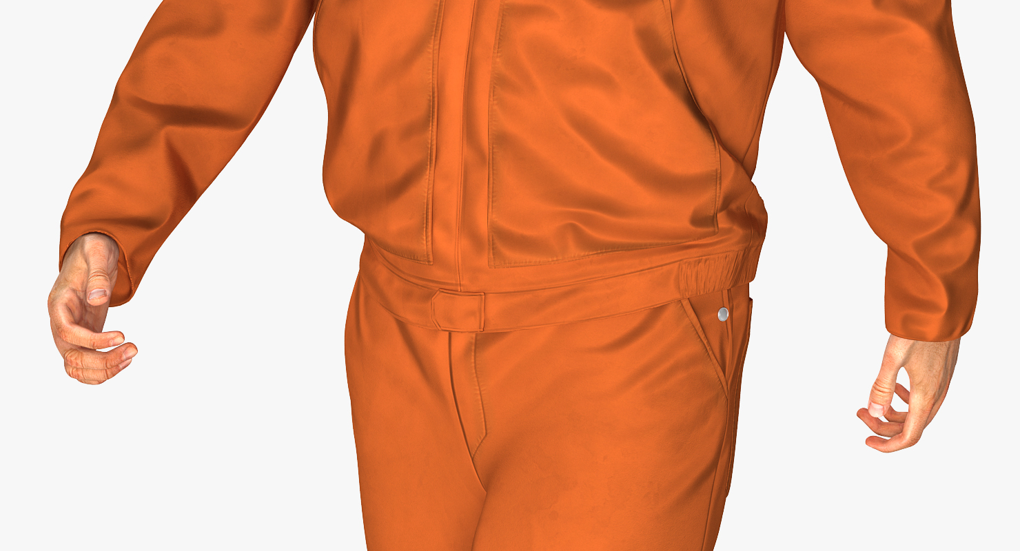 Worker Orange Uniform Walking Pose 3D model