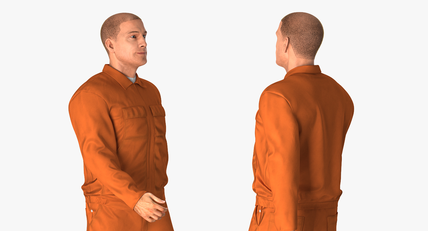 Worker Orange Uniform Walking Pose 3D model