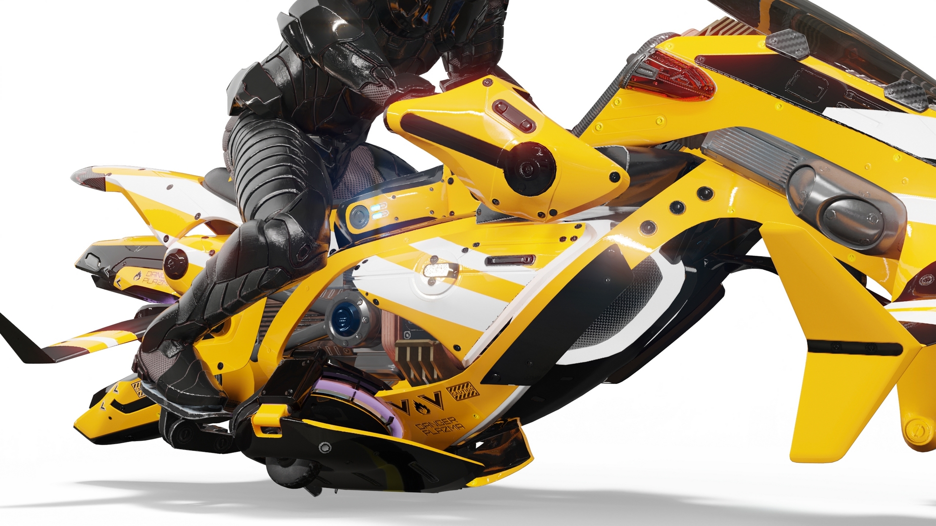 Futuristic Soldier on Flying Motorcycle 3D model