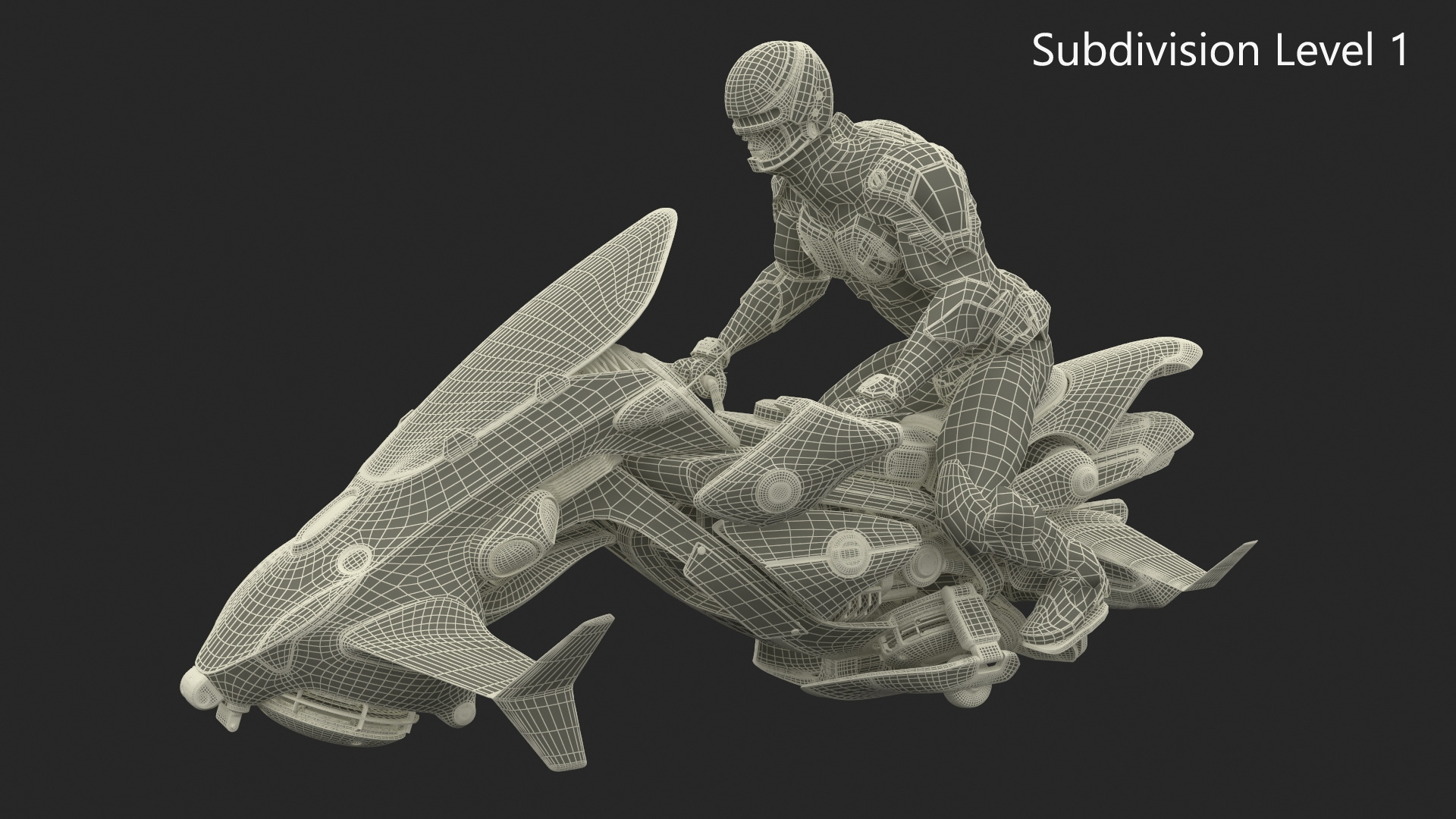 Futuristic Soldier on Flying Motorcycle 3D model