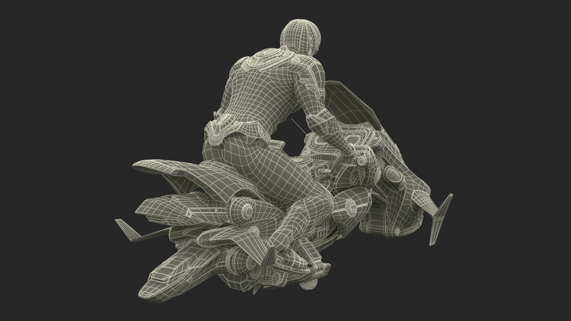 Futuristic Soldier on Flying Motorcycle 3D model