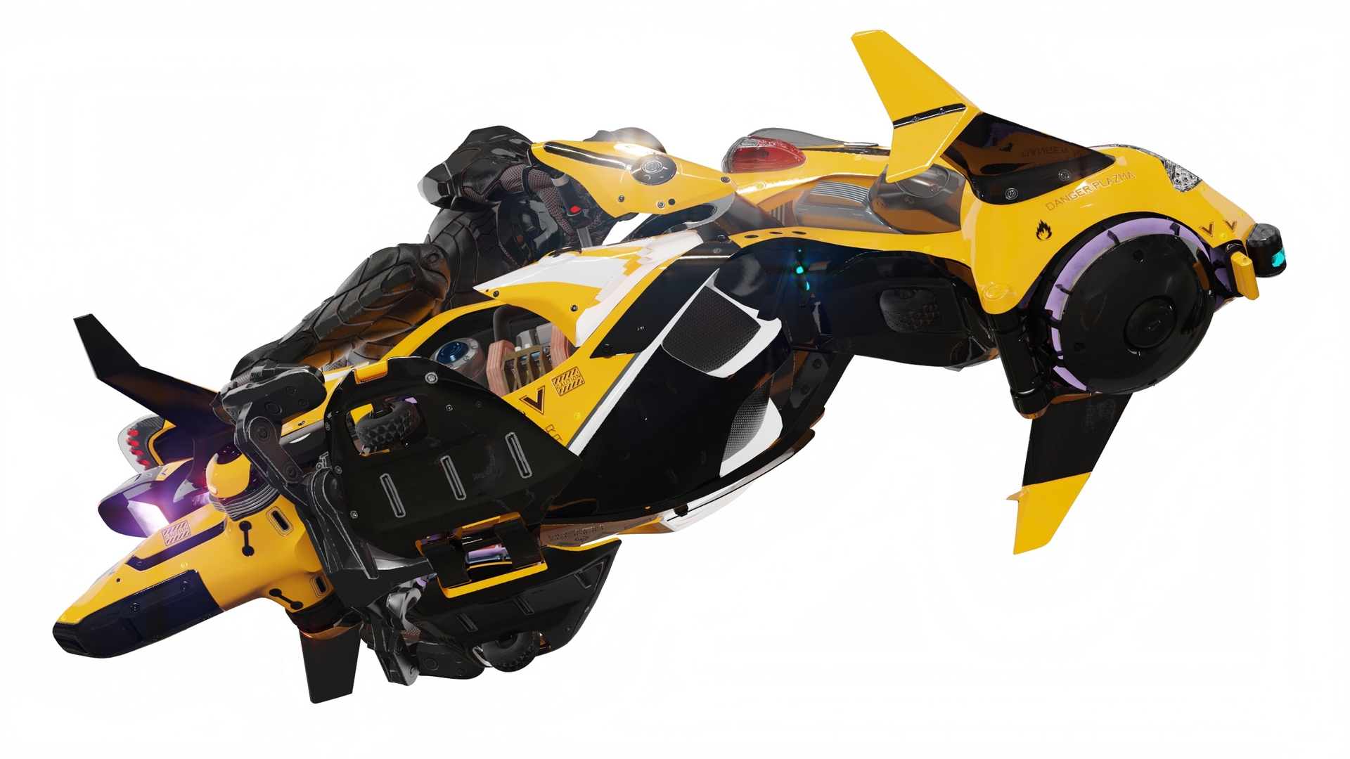 Futuristic Soldier on Flying Motorcycle 3D model