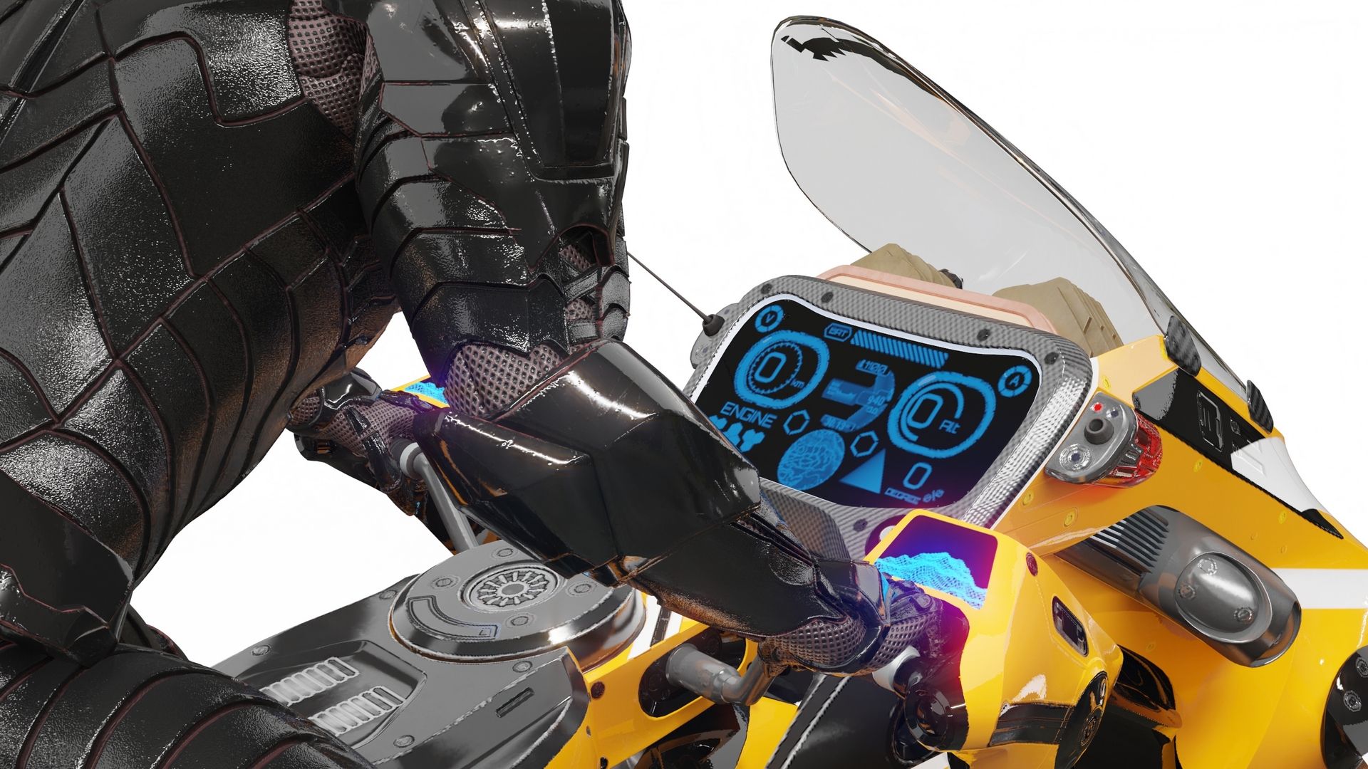 Futuristic Soldier on Flying Motorcycle 3D model