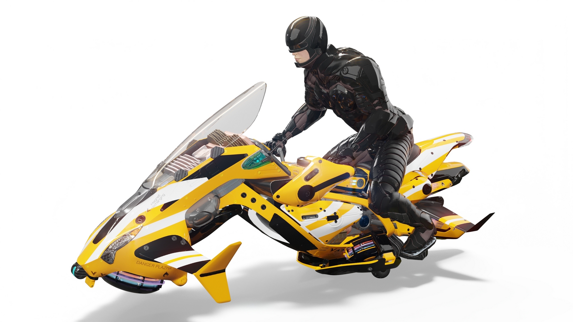 Futuristic Soldier on Flying Motorcycle 3D model