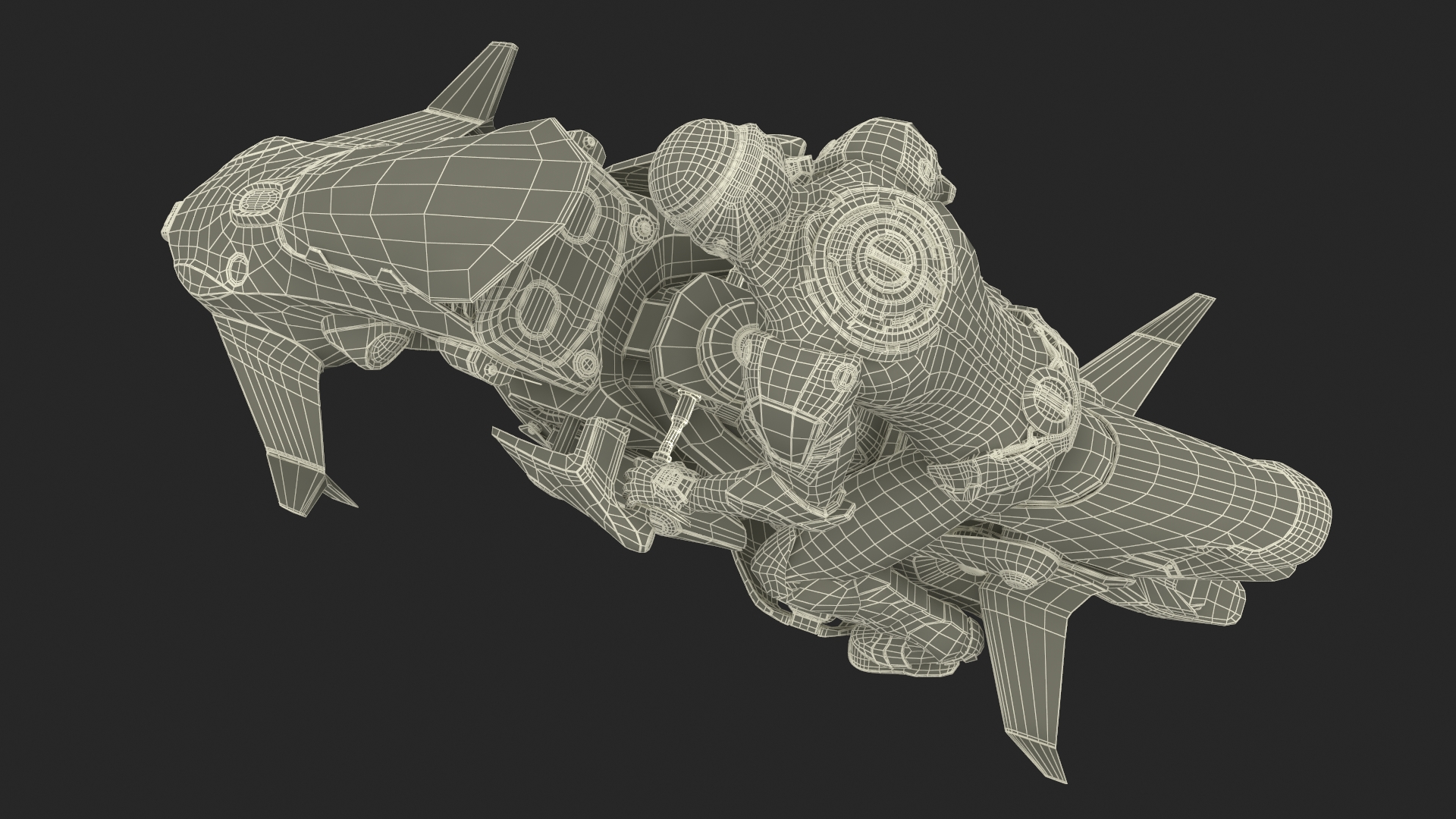 Futuristic Soldier on Flying Motorcycle 3D model