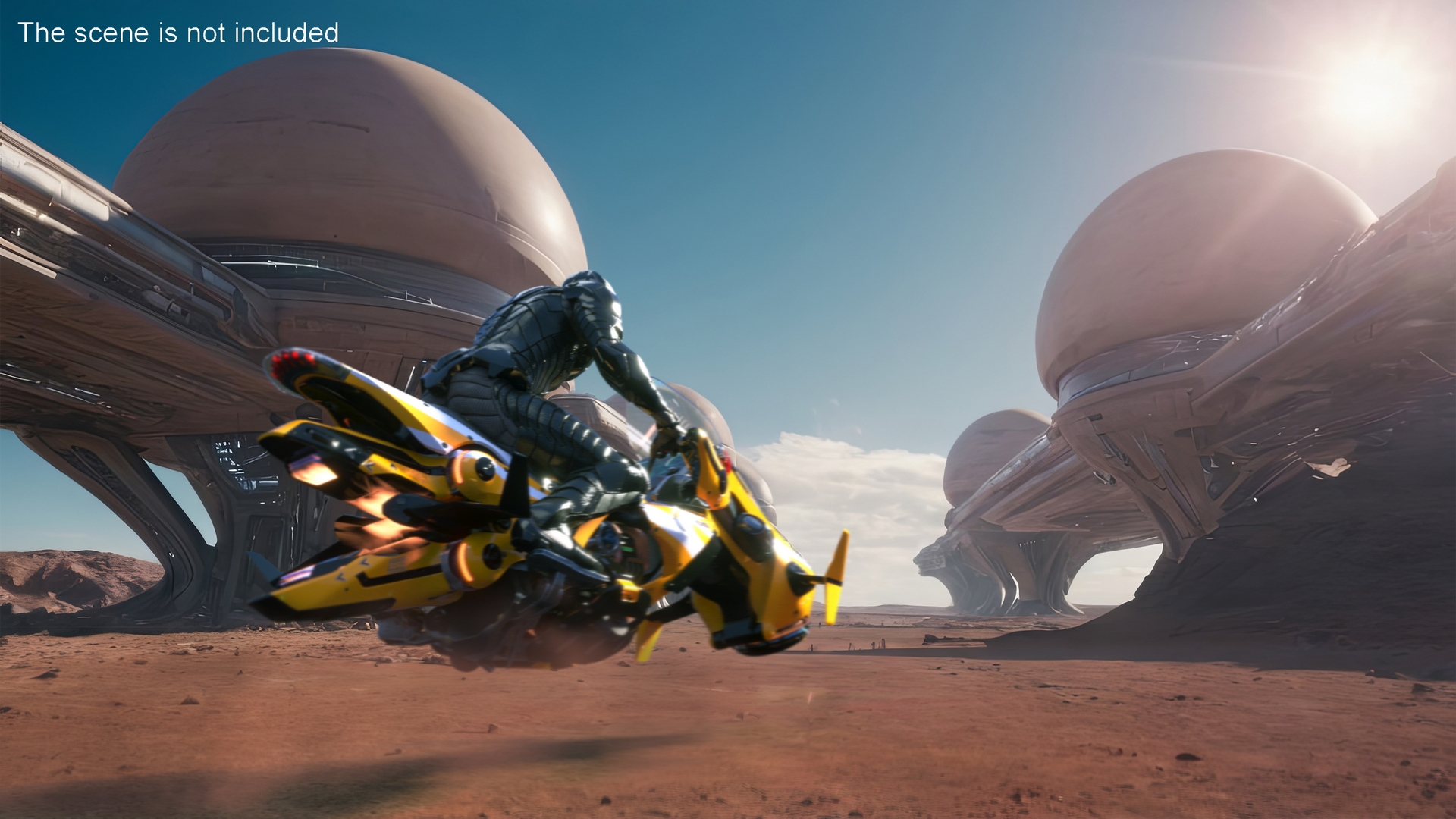 Futuristic Soldier on Flying Motorcycle 3D model