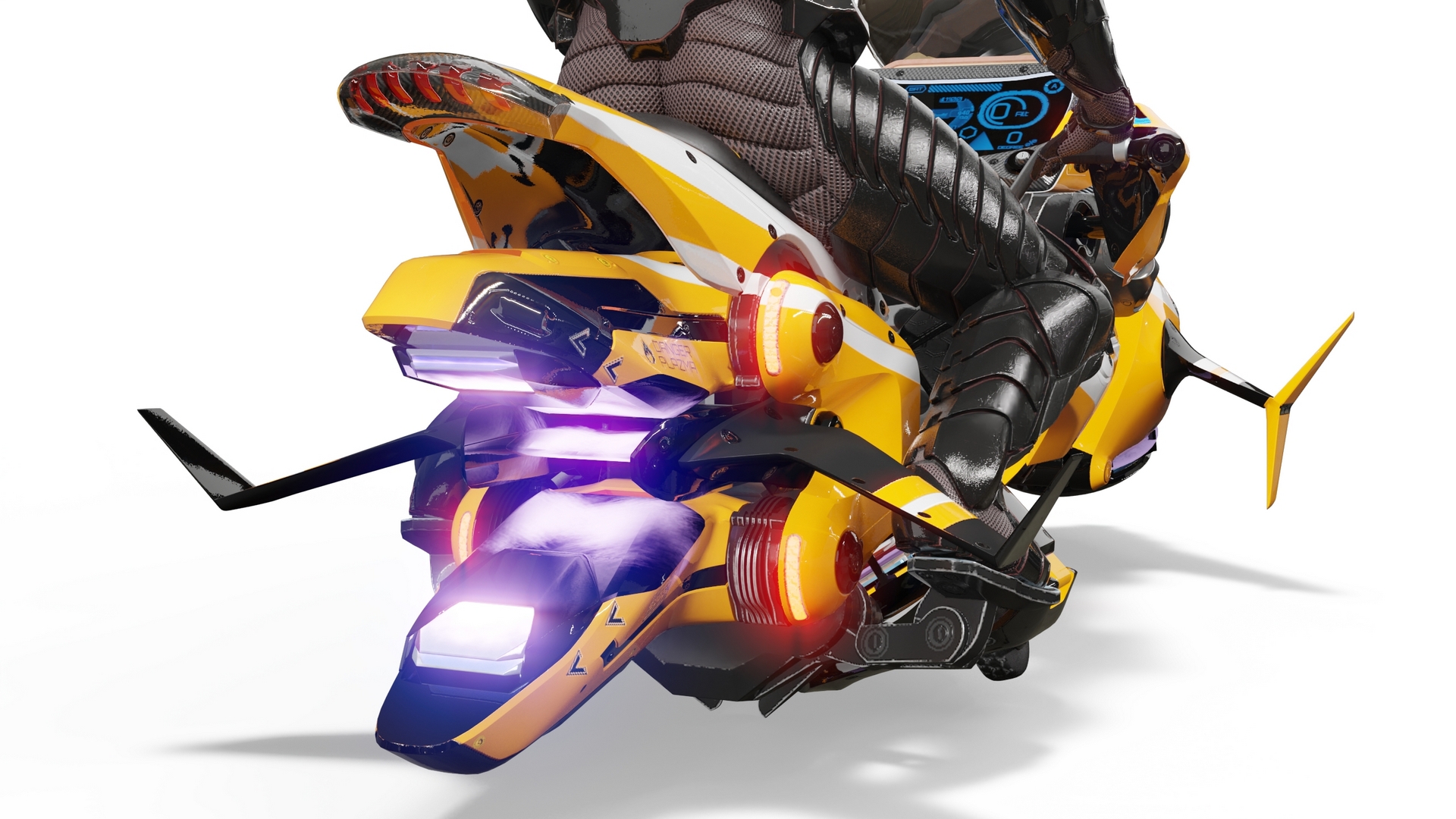 Futuristic Soldier on Flying Motorcycle 3D model