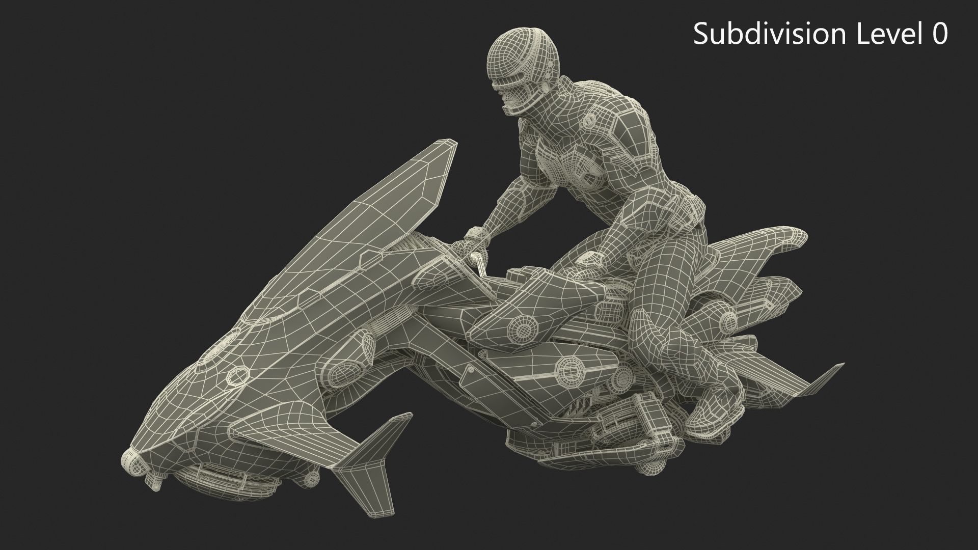 Futuristic Soldier on Flying Motorcycle 3D model
