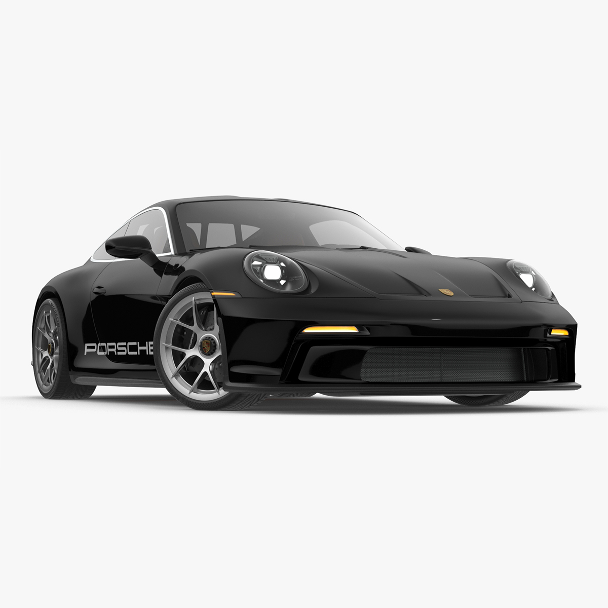 3D Sport Car Porsche 911 2024 Black Rigged for Cinema 4D model
