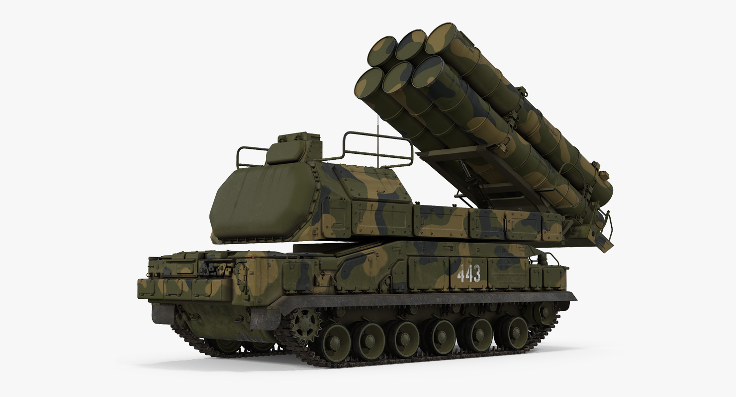 Buk M3 Surface to Air Missile Systems Camo Rigged 3D model