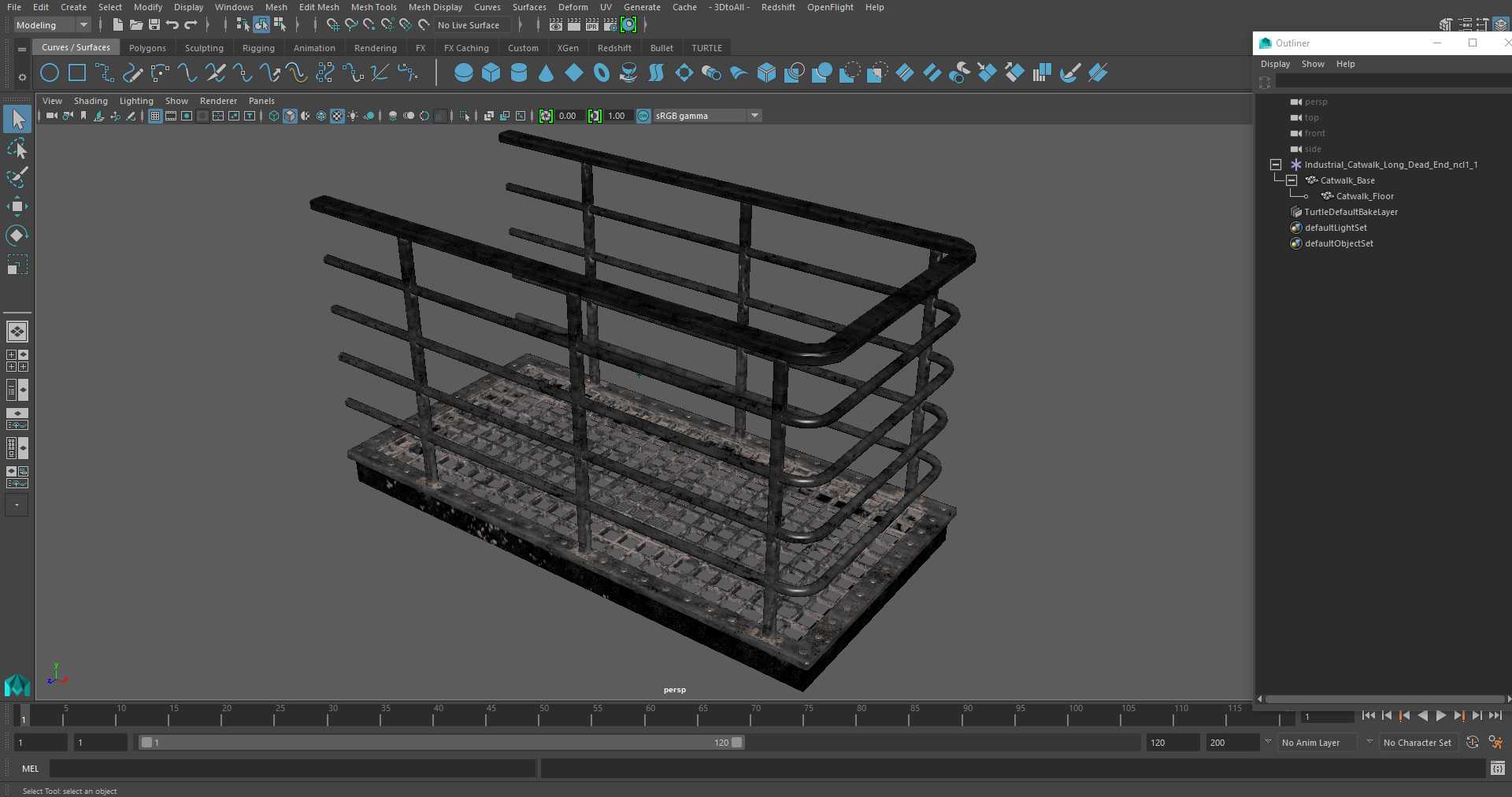 Industrial Catwalk Long Dead End 3D