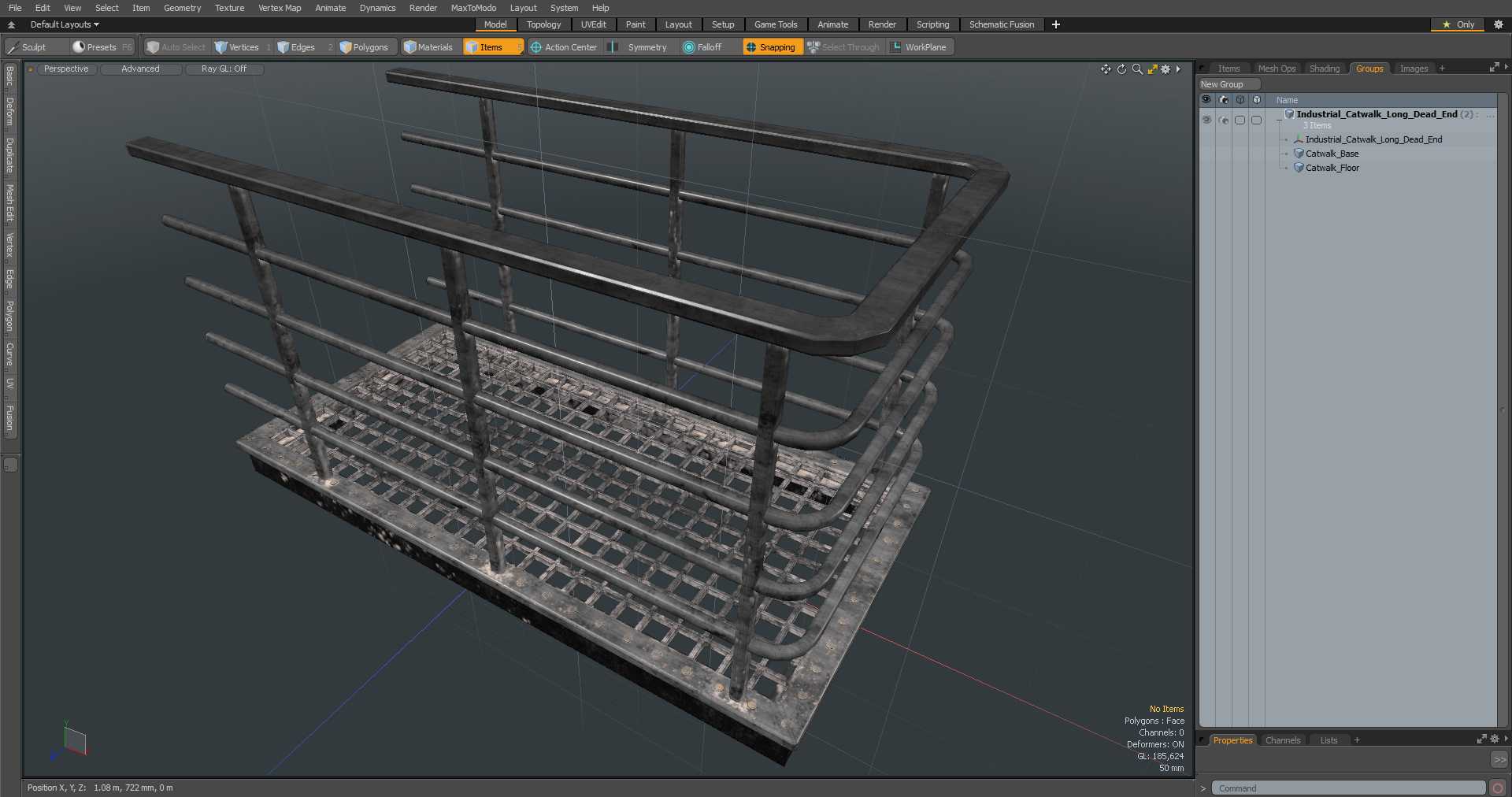 Industrial Catwalk Long Dead End 3D