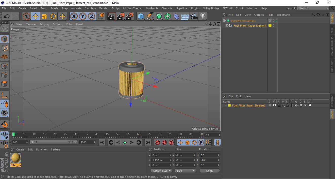 3D model Fuel Filter Paper Element