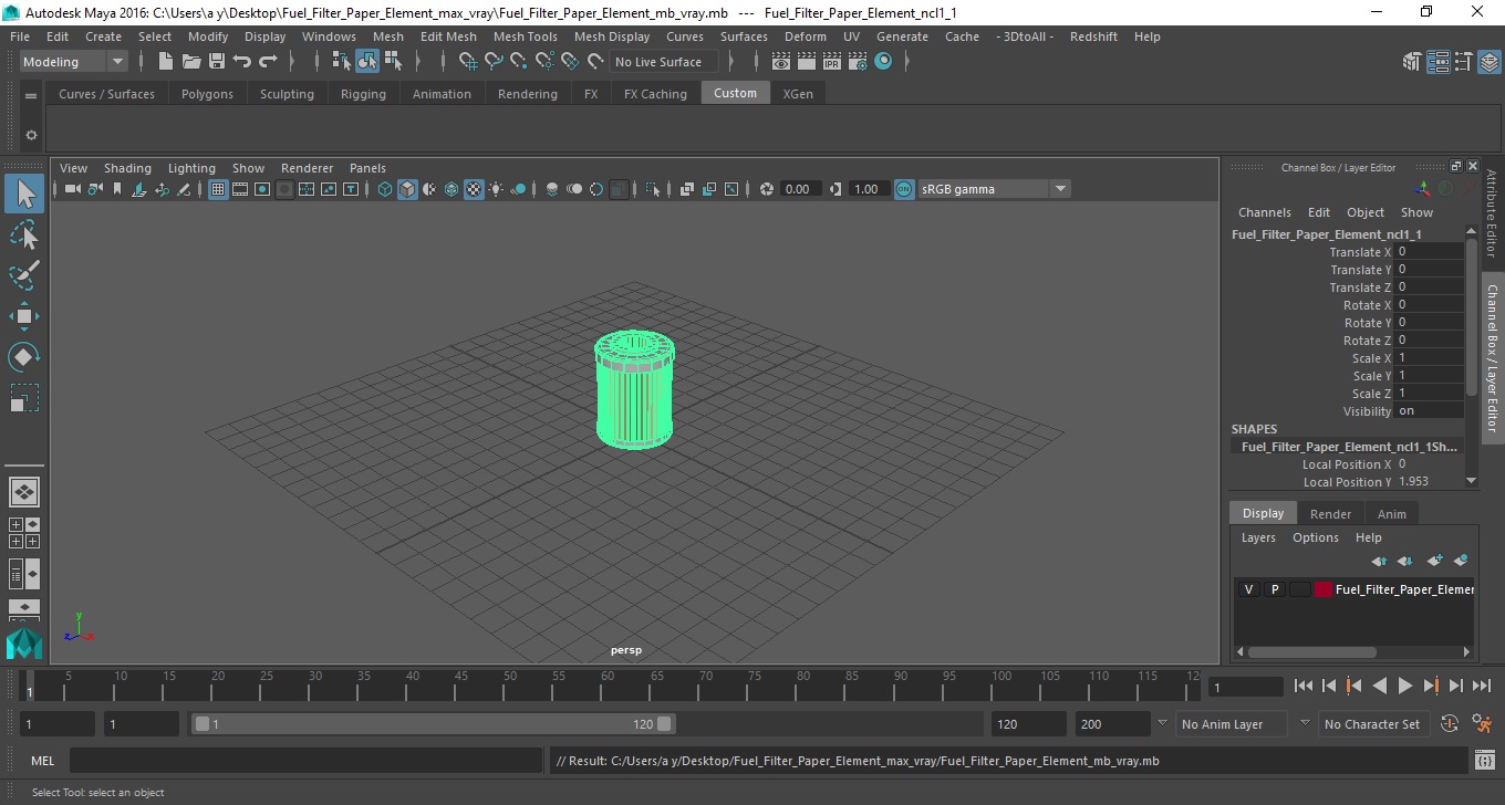 3D model Fuel Filter Paper Element
